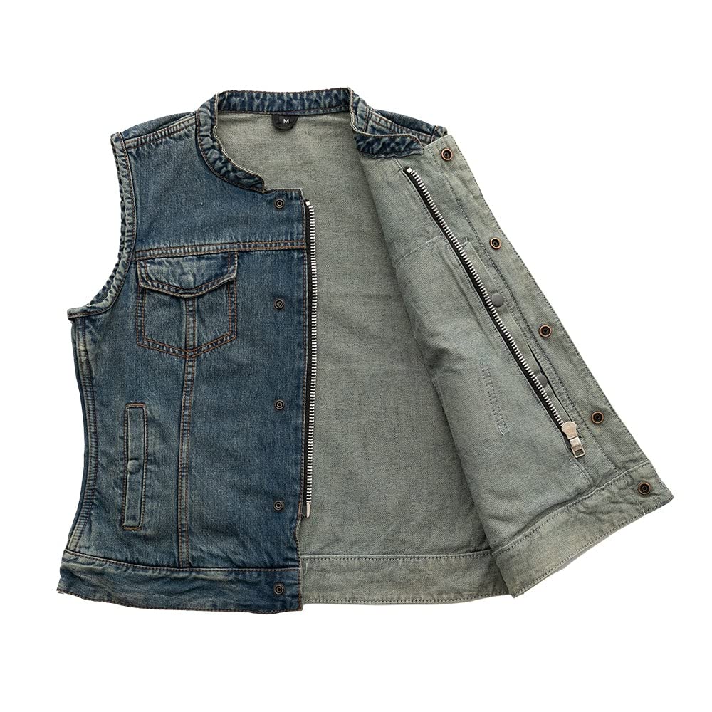 First Mfg Co Lexy/Bonnie Women's Motorcycle Jacket - Denim, Twill, Leather & Mesh Biker Vest with Armor Protection for Female Riders | Perfect for Harley, Cruiser & Street Bike Riding