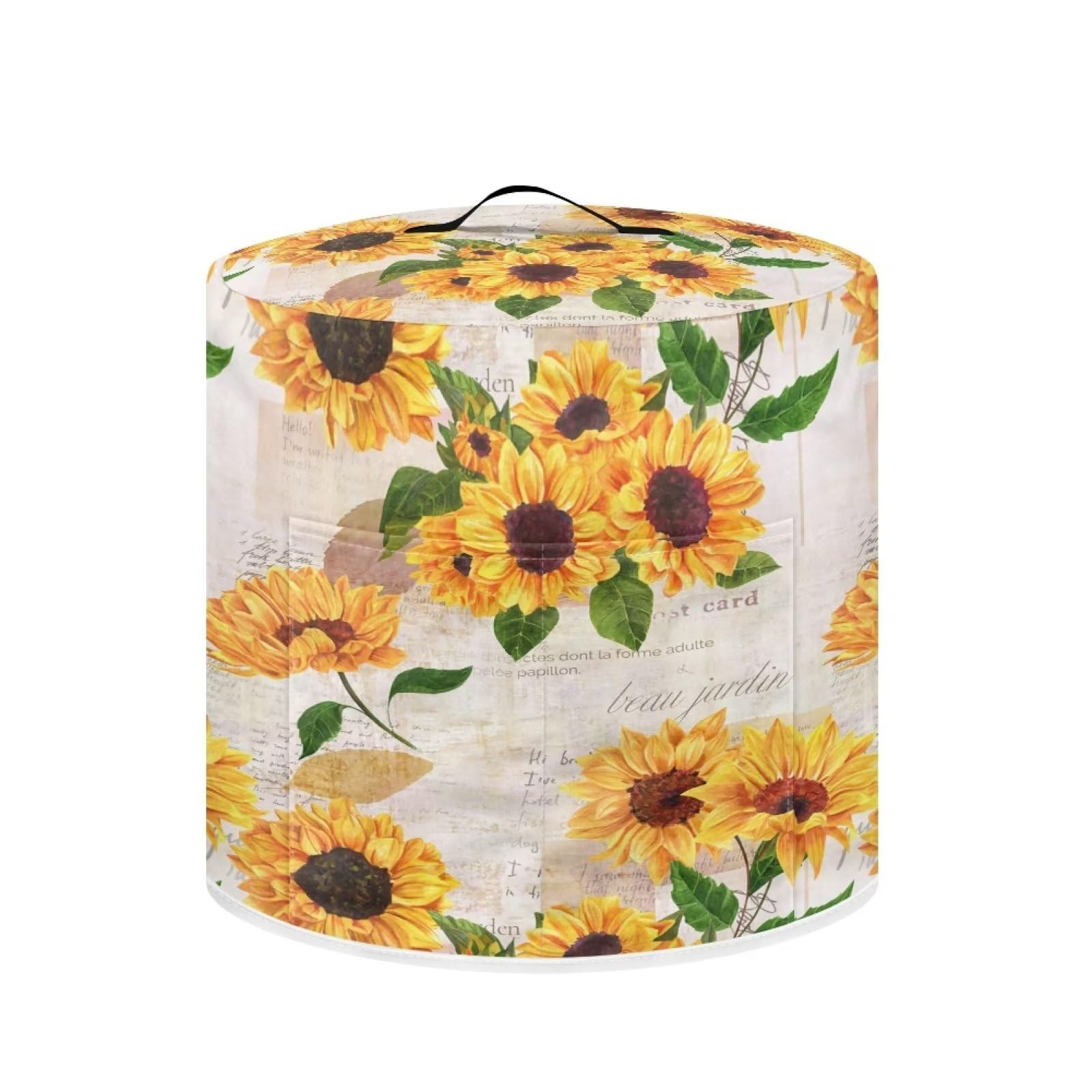 Annejudy Vintage Sunflower Instant Pot Pressure Cooker Cover - Washable Dust Protector for Air Fryer & Rice Cooker with Storage Pockets - Perfect for Kitchen Appliance Protection & Home Organization