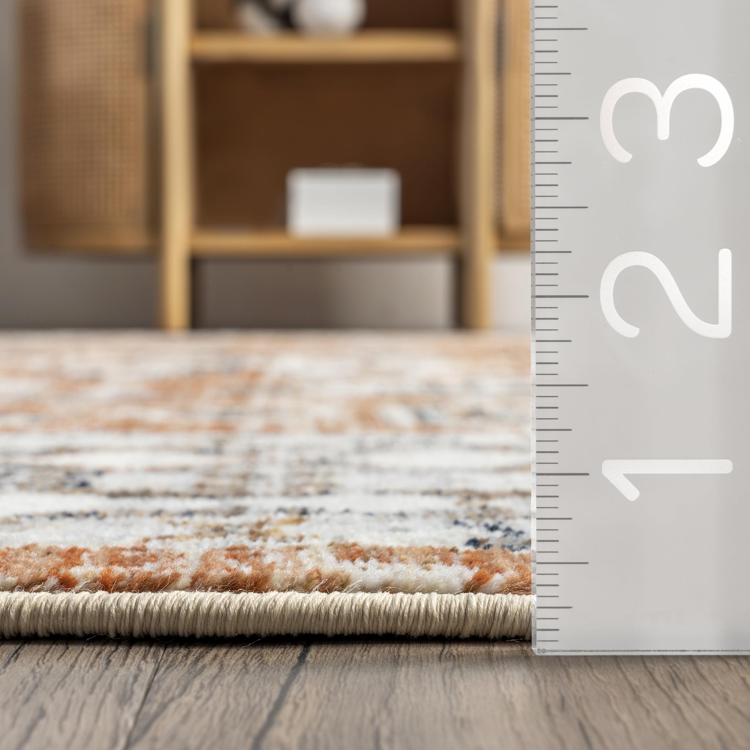 nuLOOM Fringed Performance Indoor Area Rug 8' x 10' Vanesa Rust - Power Loomed, Easy to Clean, Durable & Non-Shedding - Perfect for Living Room, Bedroom & High Traffic Areas