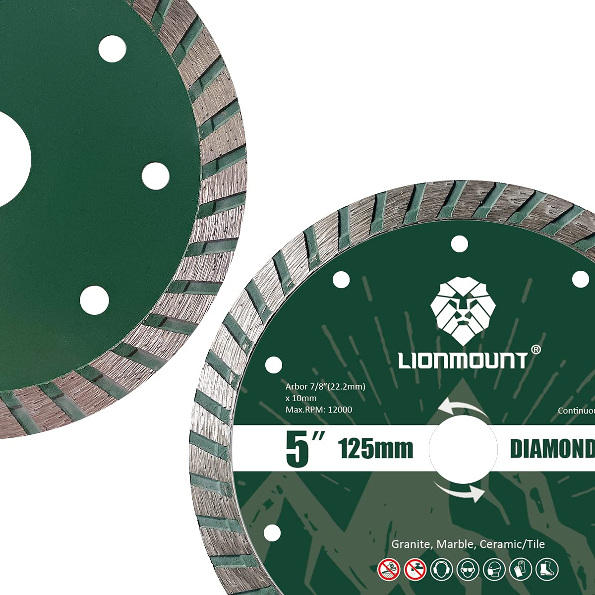 2PCS Ultra Thin 5-Inch Diamond Grinder Blades - Premium Porcelain Tile & Granite Cutting Discs for Wet/Dry Angle Grinders - Perfect for Bathroom Renovation, Kitchen Backsplash & Floor Tile Installation
