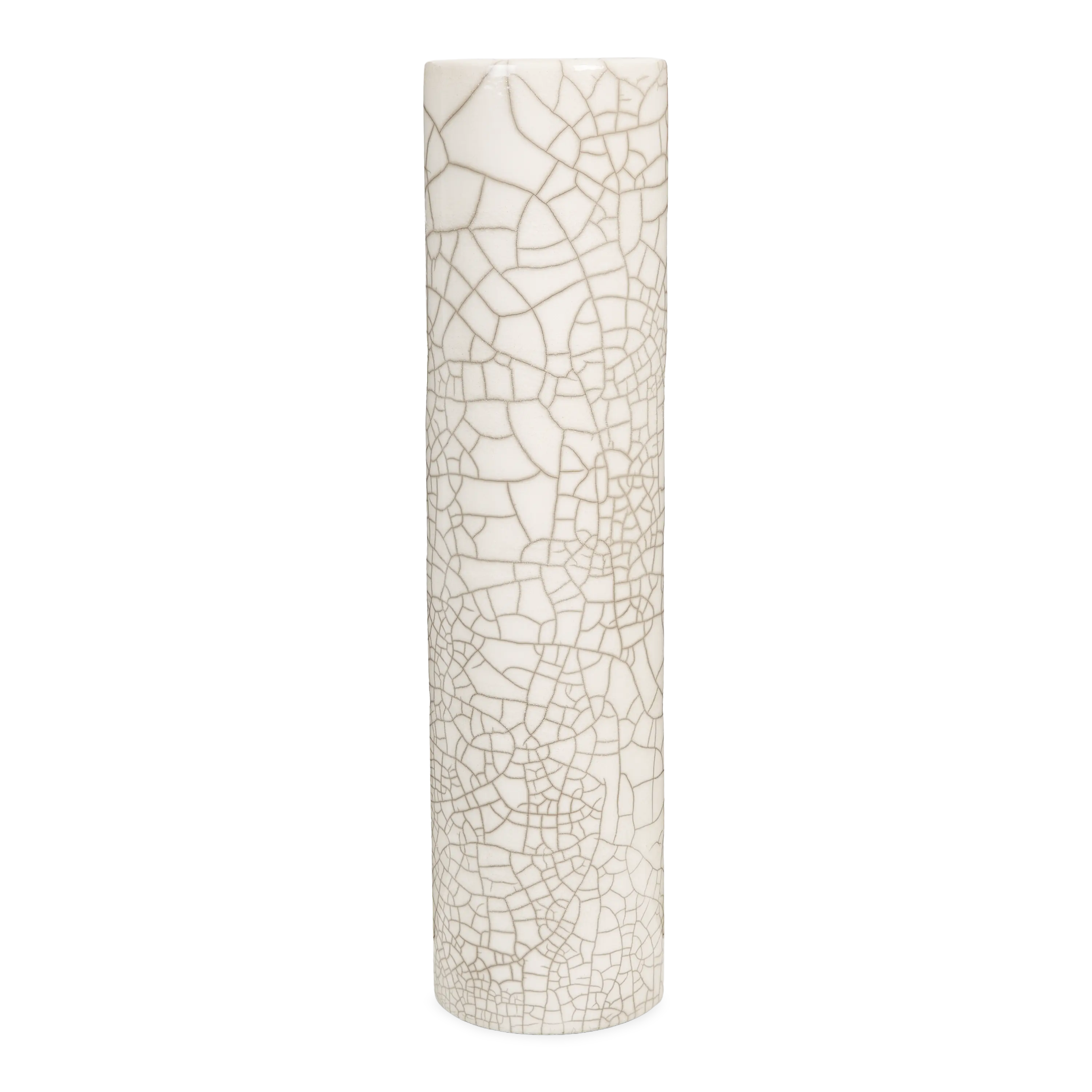 Handmade Crackle Glass Cylinder Vase - Modern Home Decor for Centerpieces, Wedding Decorations & Living Room Accents
