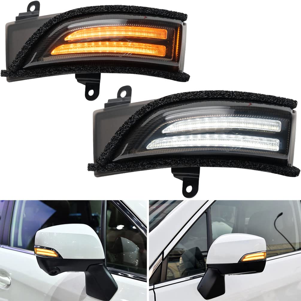 Subaru Impreza WRX LED Dynamic Blinker Side Mirror Light Kit - Clear Lens Amber Turn Signal & White DRL/Parking Lights - Compatible with Crosstrek, Forester, Legacy, Outback, WRX STI - Enhances Visibility & Safety for Night Driving and Urban Commuting