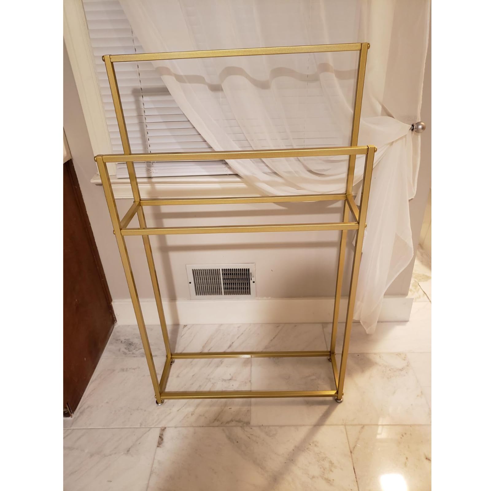 Sturdy Free Standing Towel Rack - Heavy Duty Metal Towel Holder Stand for Bathroom, Kitchen, Laundry Room - Rust-Resistant Gold Finish (65×20×110cm) - Perfect for Spa, Gym & Luxury Home Decor