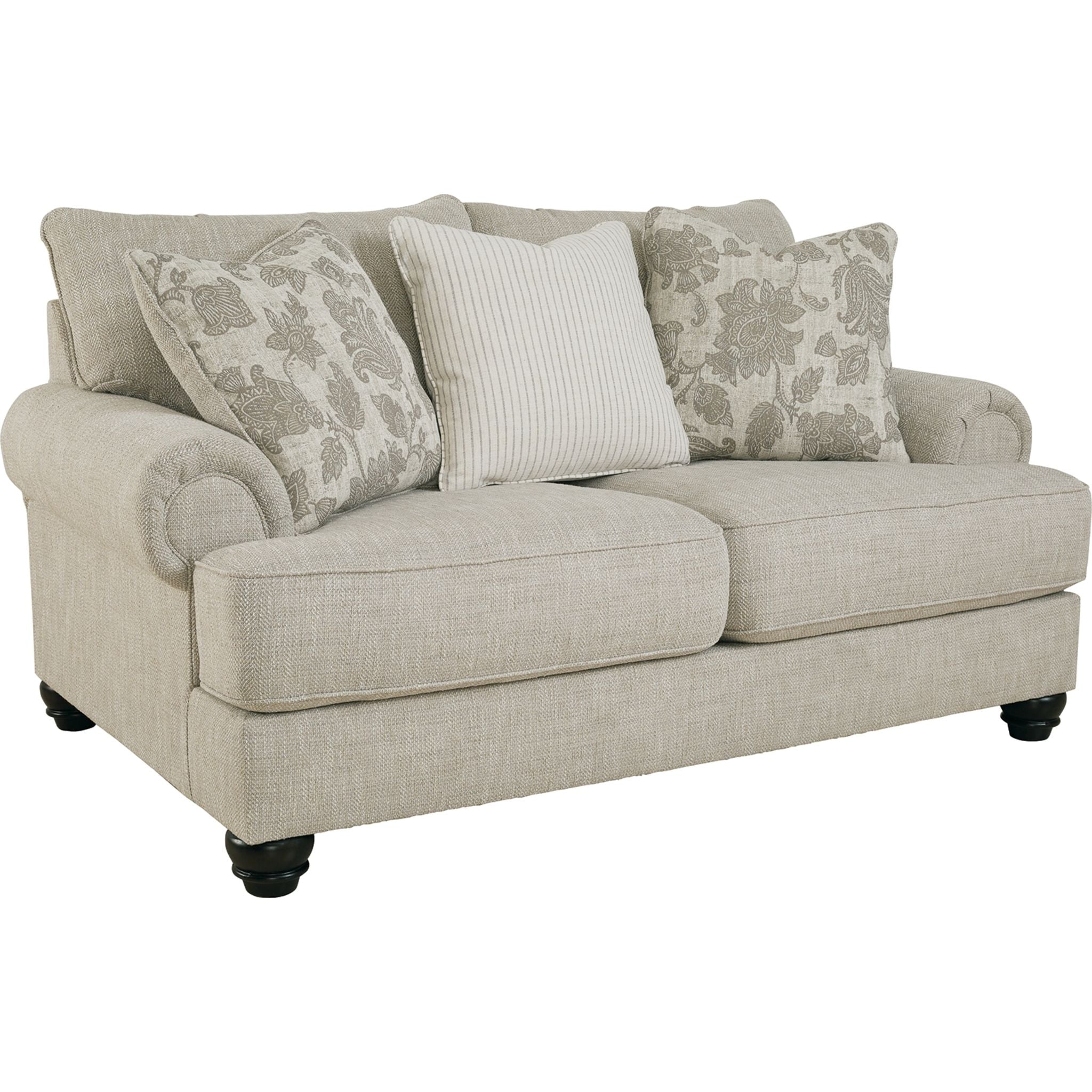Asanti Loveseat in Fog - Modern Two-Seater Sofa for Living Room, Lounge & Small Spaces - Comfortable Fabric Loveseat with Soft Cushions