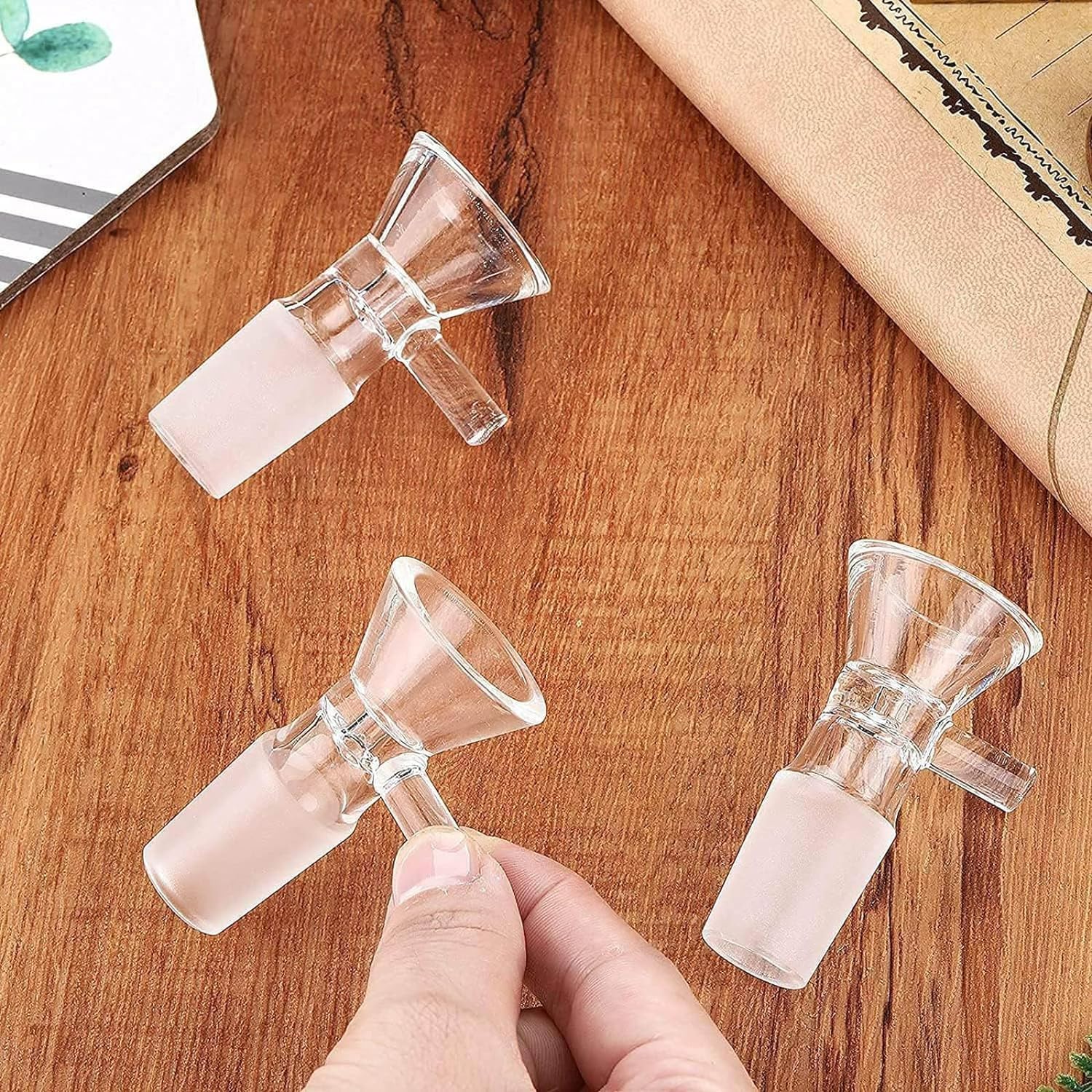 Vibeco 12 Pack 14mm Glass Funnels with Handle - Clear Lab Funnel for Chemistry, Essential Oils, Bottles & Home Brewing - Durable Multipurpose Kitchen & Scientific Glassware