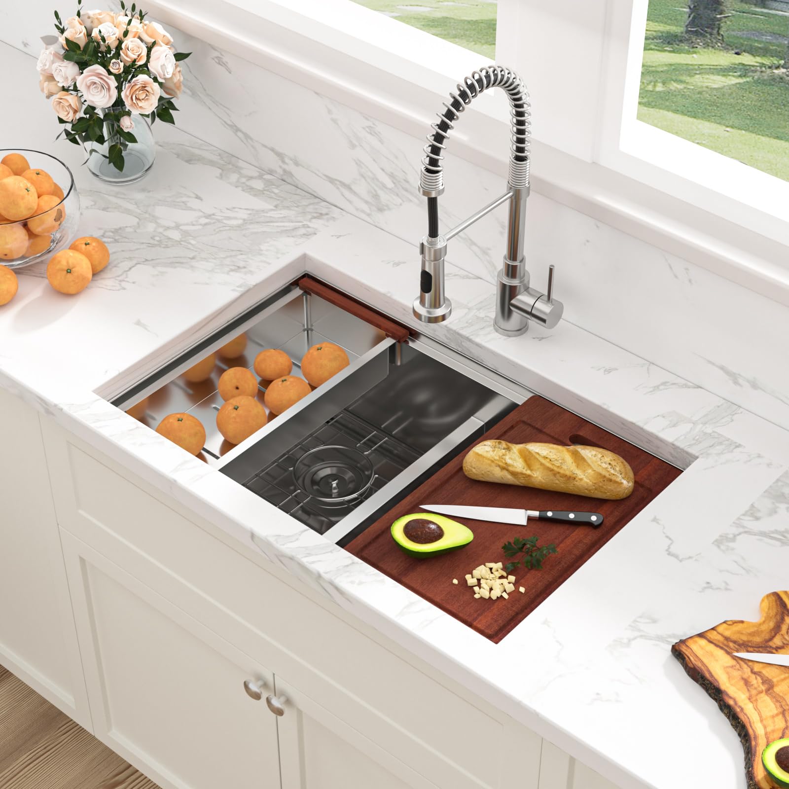 30 x 19 Inch Undermount Double Bowl Stainless Steel Kitchen Sink - 16 Gauge 50/50 Low Divider Two Basin Deep Sink with Accessories | Perfect for Modern Kitchens, Restaurant Prep Areas & Busy Households