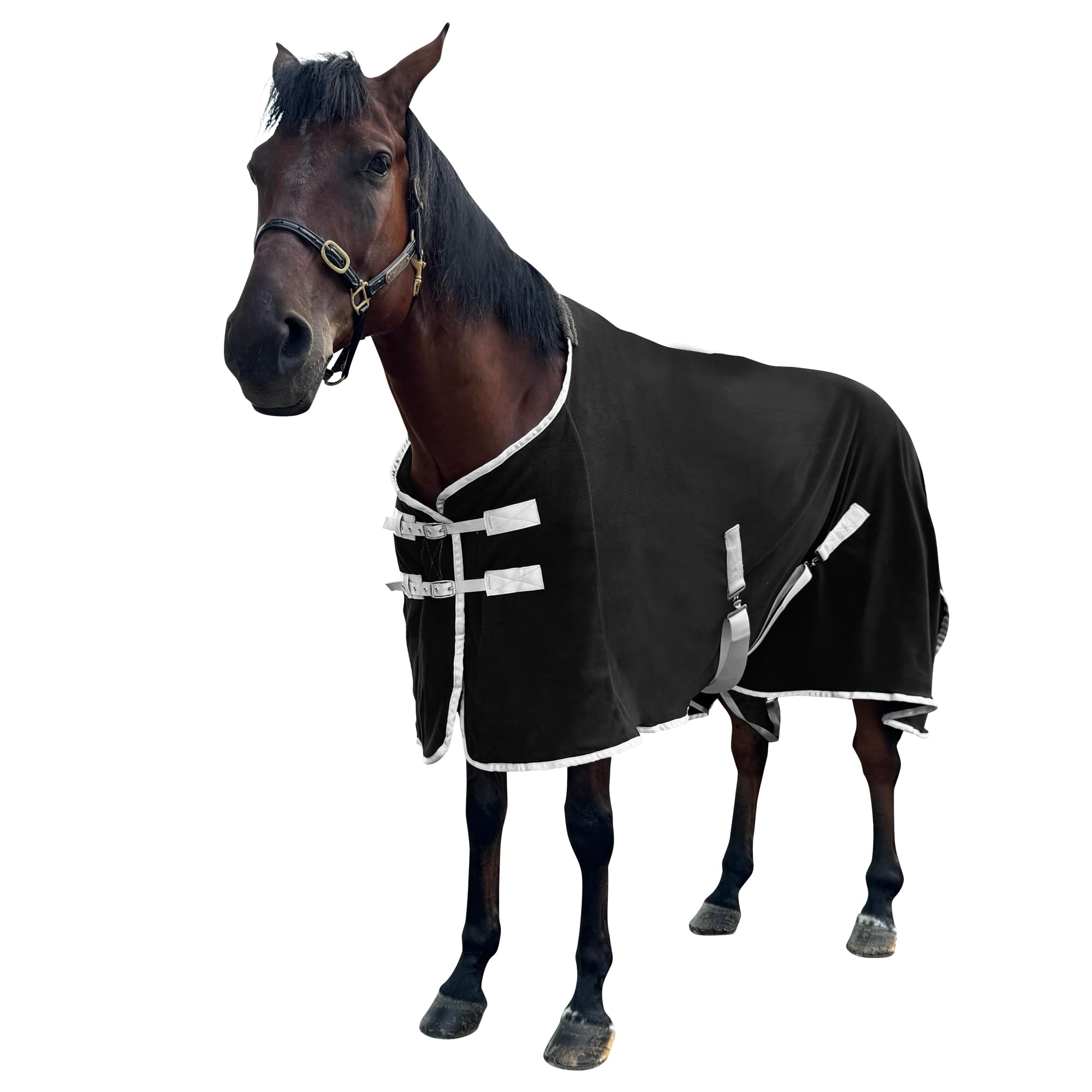 Premium Polar Fleece Horse Exercise Sheet & Winter Blanket for Yearlings - 53in (135cm) Black - Breathable, Warm & Durable for Training, Riding & Cold Weather Turnout