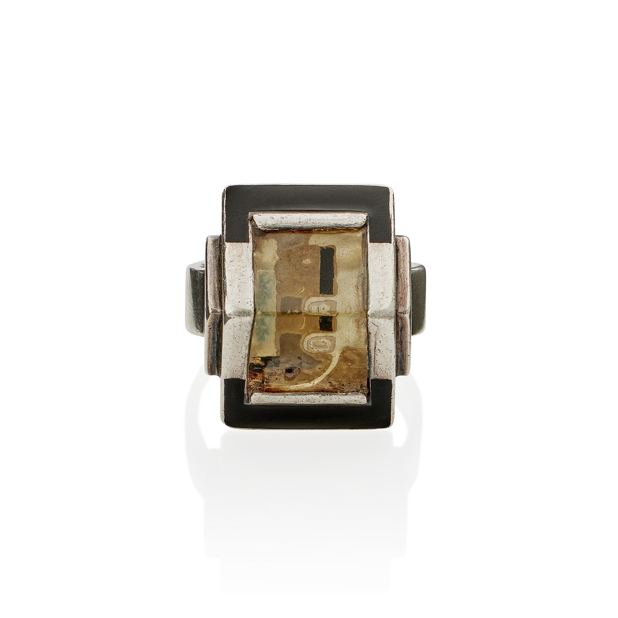 Vintage French Modernist Bijoux Glace Ring by Jean Després & Étienne Cournault - Art Deco Jewelry for Women, Unique Statement Ring Gift for Collectors & Fashion Lovers