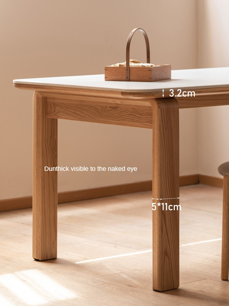 Solid Oak Wood Slate Dining Table - Rustic Farmhouse Style for Kitchen, Dining Room & Outdoor Entertaining