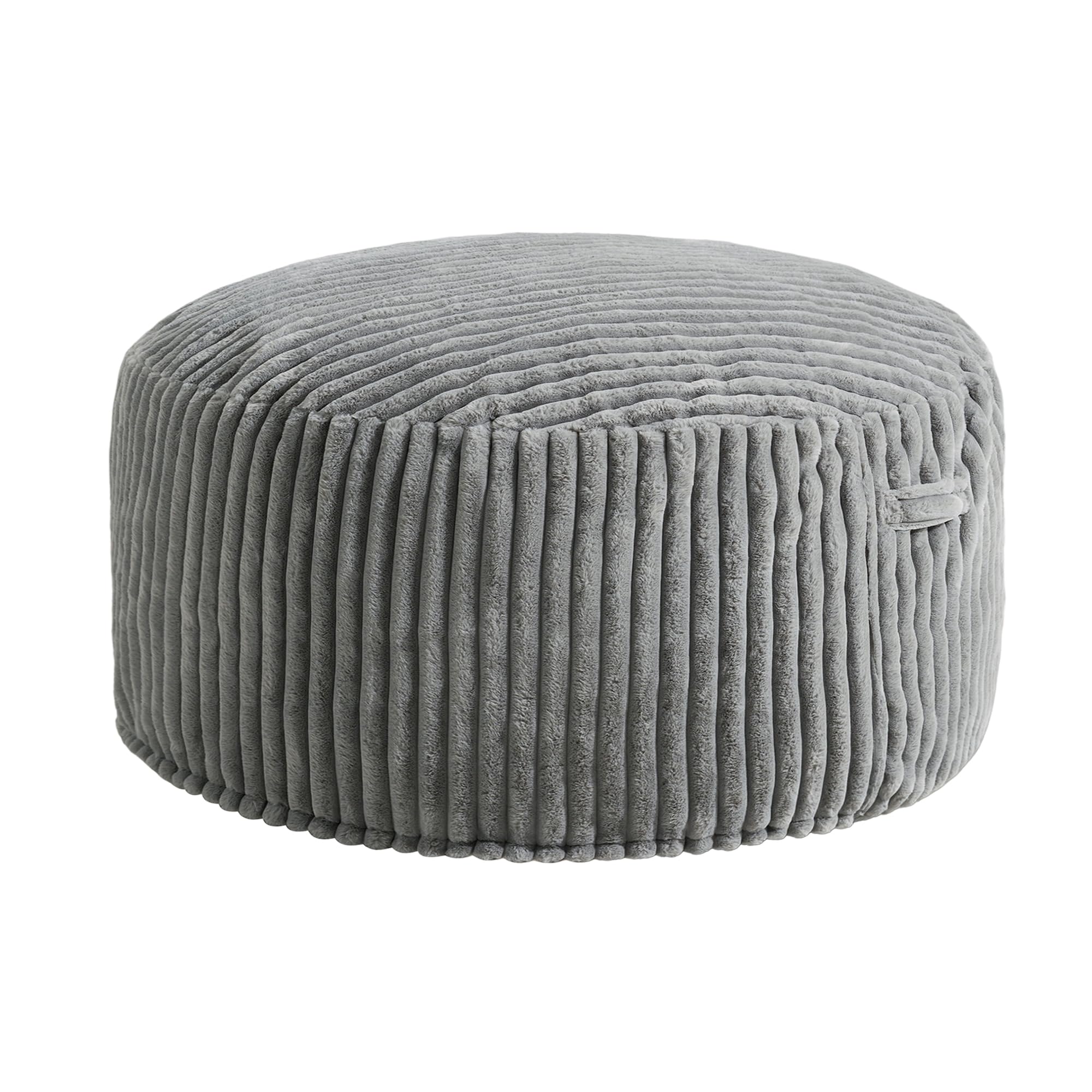 Hobestluk 5ft Large Bean Bag Chair for Adults - Soft Plush Stripe Cover, Oversized Lounger for Living Room, Bedroom, Dorm & Office - Grey (50