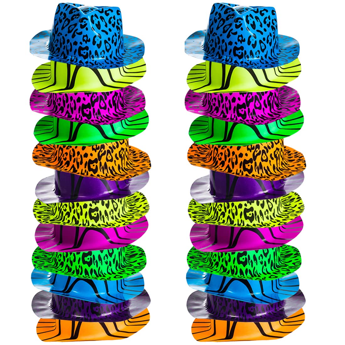 Neon Party Hats 24 Pack - 80s Gangster Hats for Costume Parties