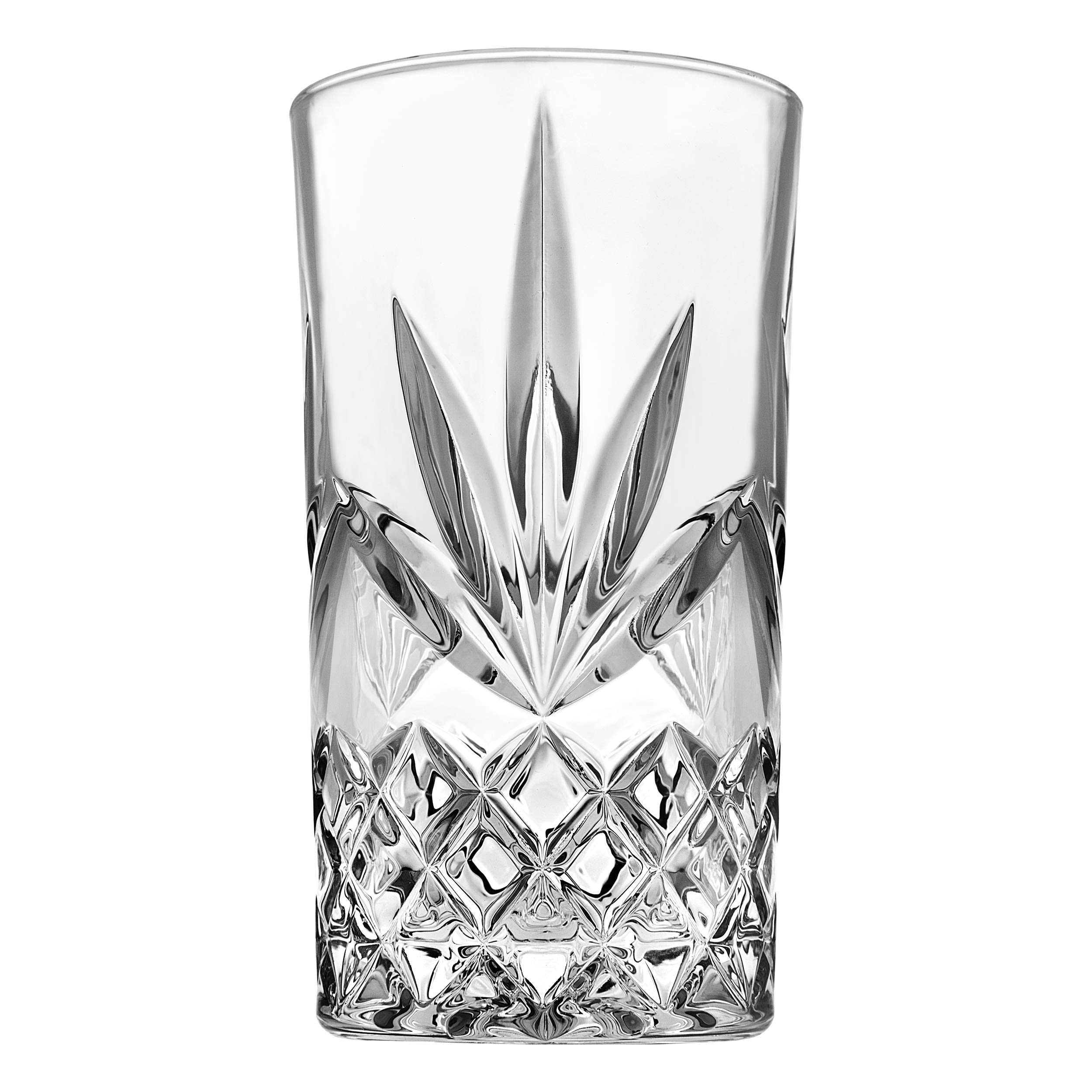 Godinger Highball Glasses Set of 4 - 14oz Tall Drinking Glasses for Water, Juice, Cocktails, Beer & Wine - Durable Crystal Clear Glassware for Home Bar, Parties & Everyday Use