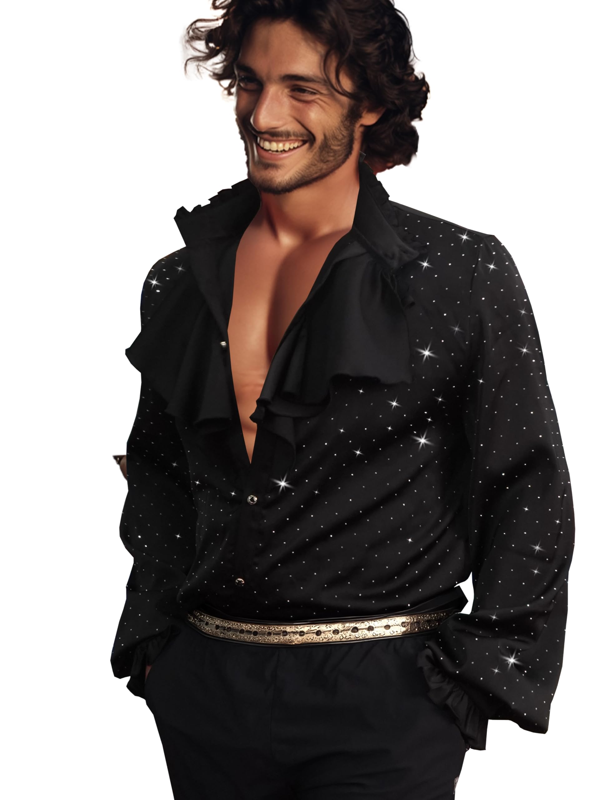 Men's Pirate Vampire Shirt - Renaissance Victorian Medieval Gothic Costume Top for Halloween, Cosplay, LARP & Themed Parties