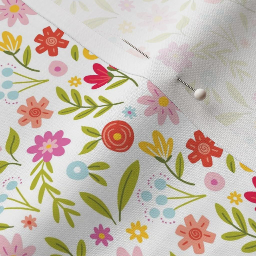 Floral White Quilt Nursery Fabric by Spoonflower - Printed on Premium Petal Signature Cotton by The Yard for Sewing, Quilting, Apparel & Home Decor | Perfect for Baby Blankets, Curtains & DIY Craft Projects
