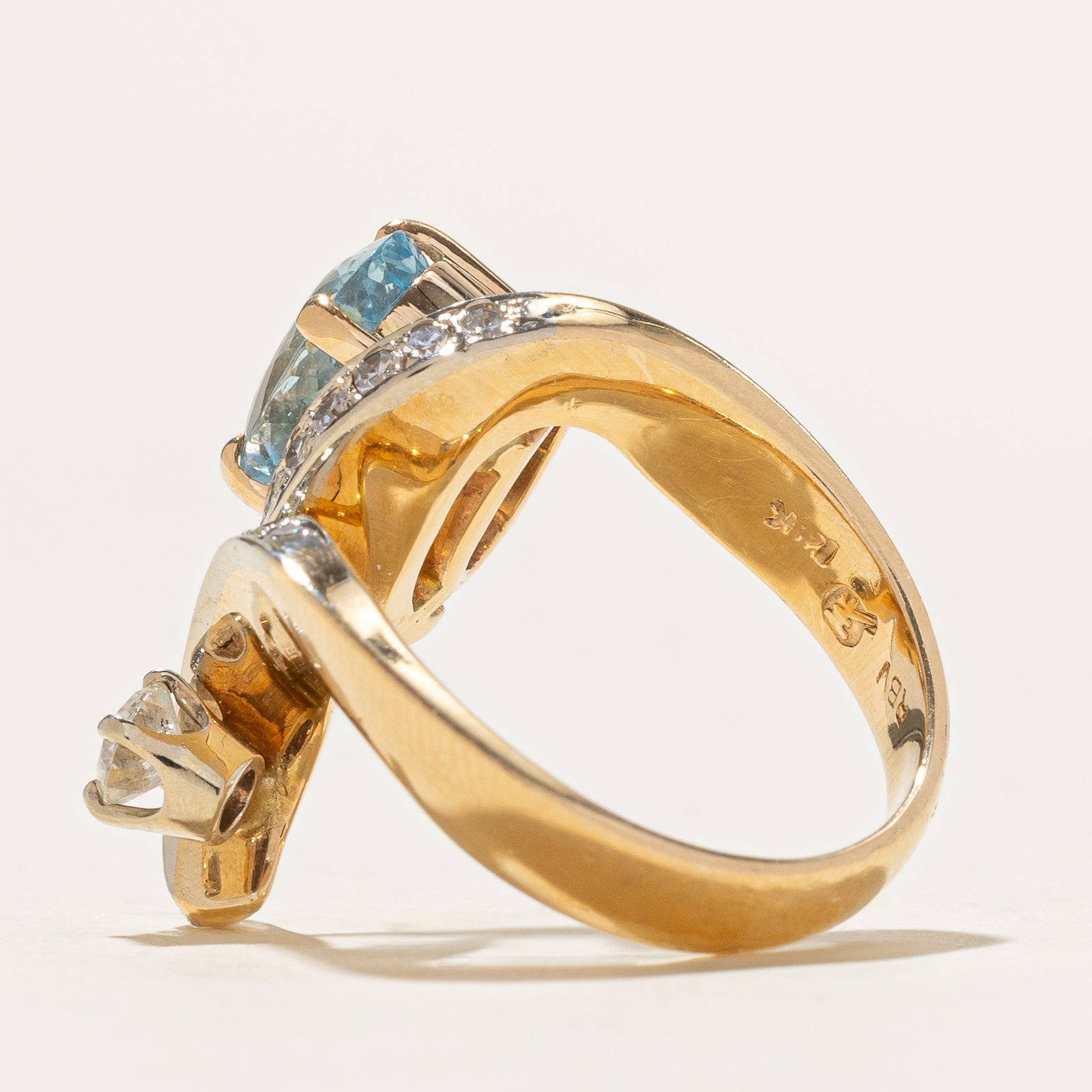 Aquamarine and Diamond Cocktail Ring - 2.00ct Aquamarine & 0.41ctw Diamonds - Size 6 - Elegant Evening Wear & Special Occasion Jewelry Gift for Women