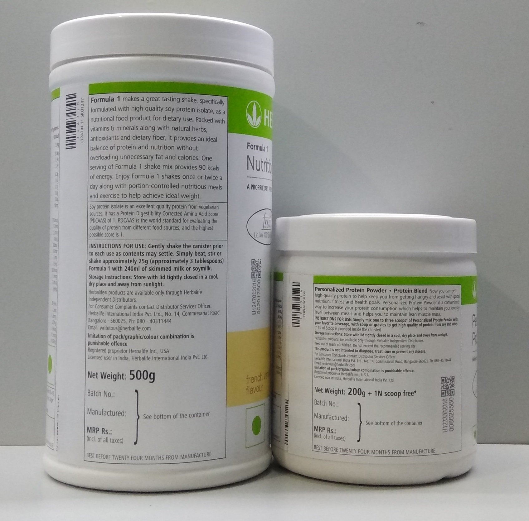 Herbalife Formula 1 Vanilla Shake with Formula 3 Protein Powder - 500g | Meal Replacement for Weight Loss & Muscle Gain | Perfect for Breakfast, Post-Workout & Healthy Lifestyle