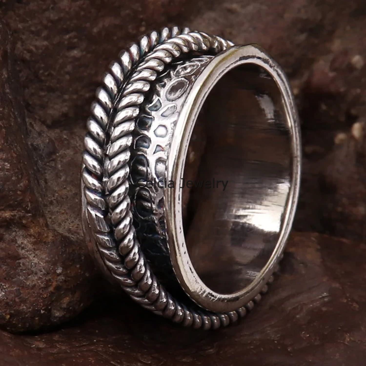 925 Sterling Silver Spinner Meditation Ring for Stress Relief - Size 7 - Motivational & Western Style Jewelry - Perfect Gift for Mother's Day, Birthday & Self-Care