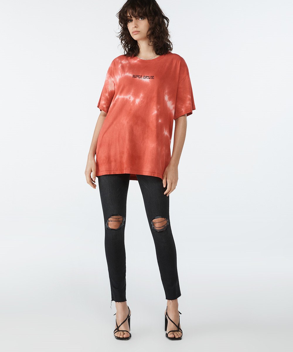 Super Nature SS Tee Red Dye - 100% Cotton Men's T-Shirt | Soft & Breathable Casual Wear for Outdoor Activities & Daily Use