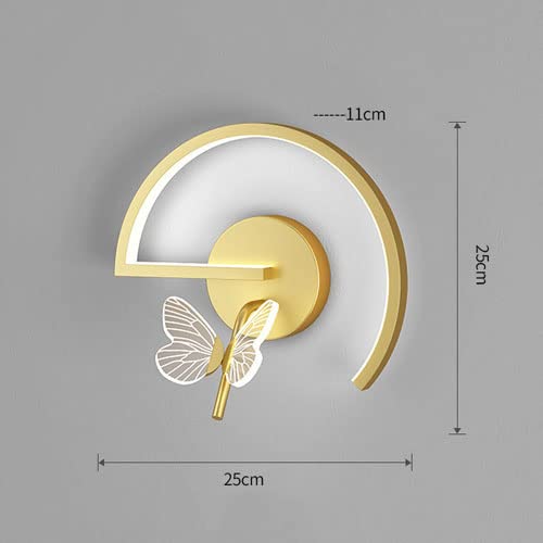 Modern 12W LED Wall Sconce Light - Semi-Arc Metal Fixture for Bedroom, Living Room & Stairwell - Butterfly Headboard Lamp for Home Decor | Perfect for Ambient Lighting, Bedside Reading & Staircase Safety