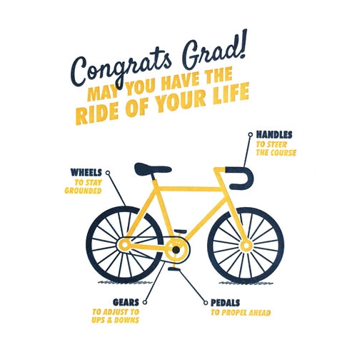 Graduation Bicycle Greeting Card - Unique Handmade Congratulations Card for Graduates - Perfect for College, High School & University Graduation Gifts & Celebrations