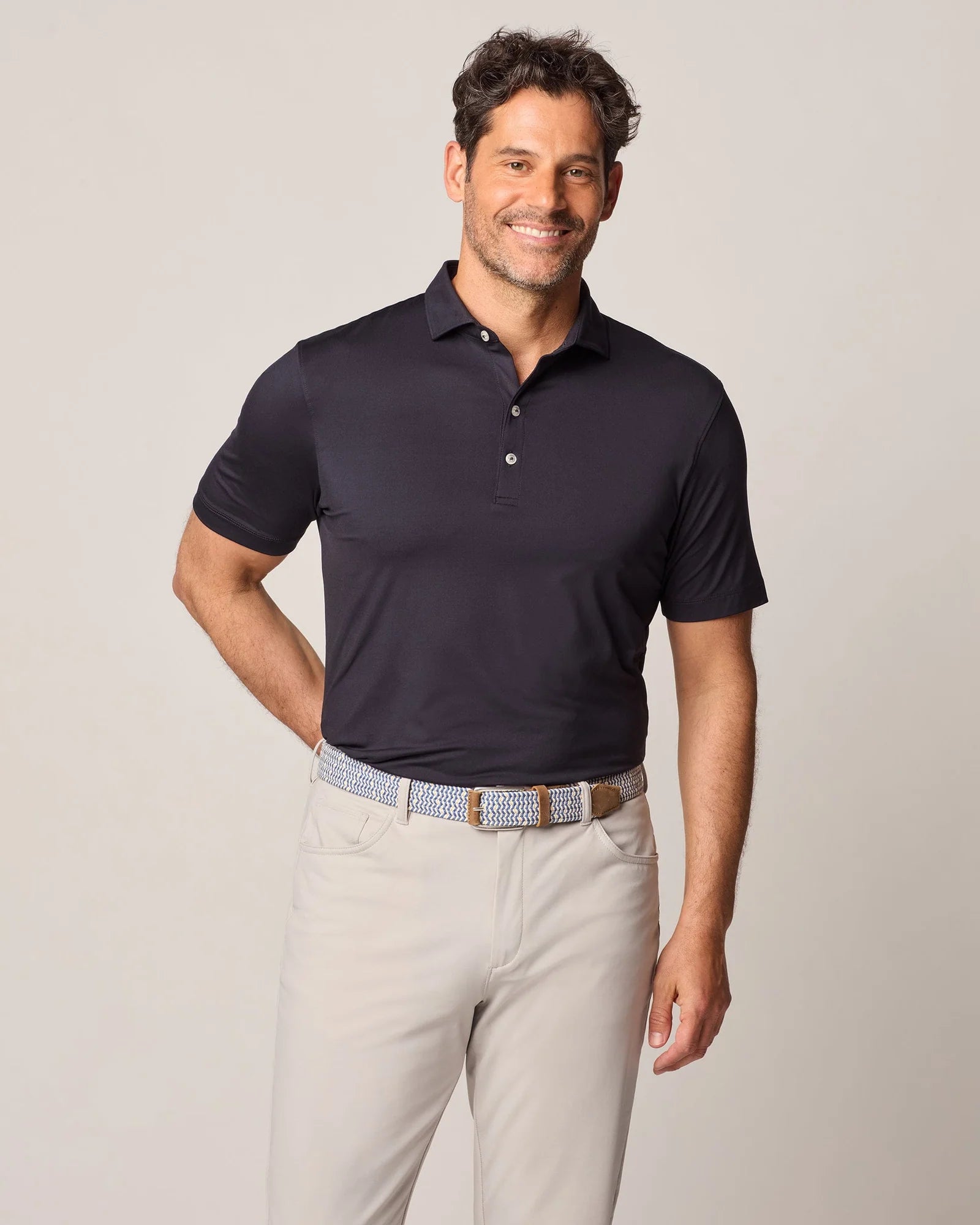 Johnnie O Birdie Prep Performance Polo Shirt for Men - Black | Golf & Casual Wear | Moisture-Wicking & Breathable Fabric for Sports & Outdoor Activities