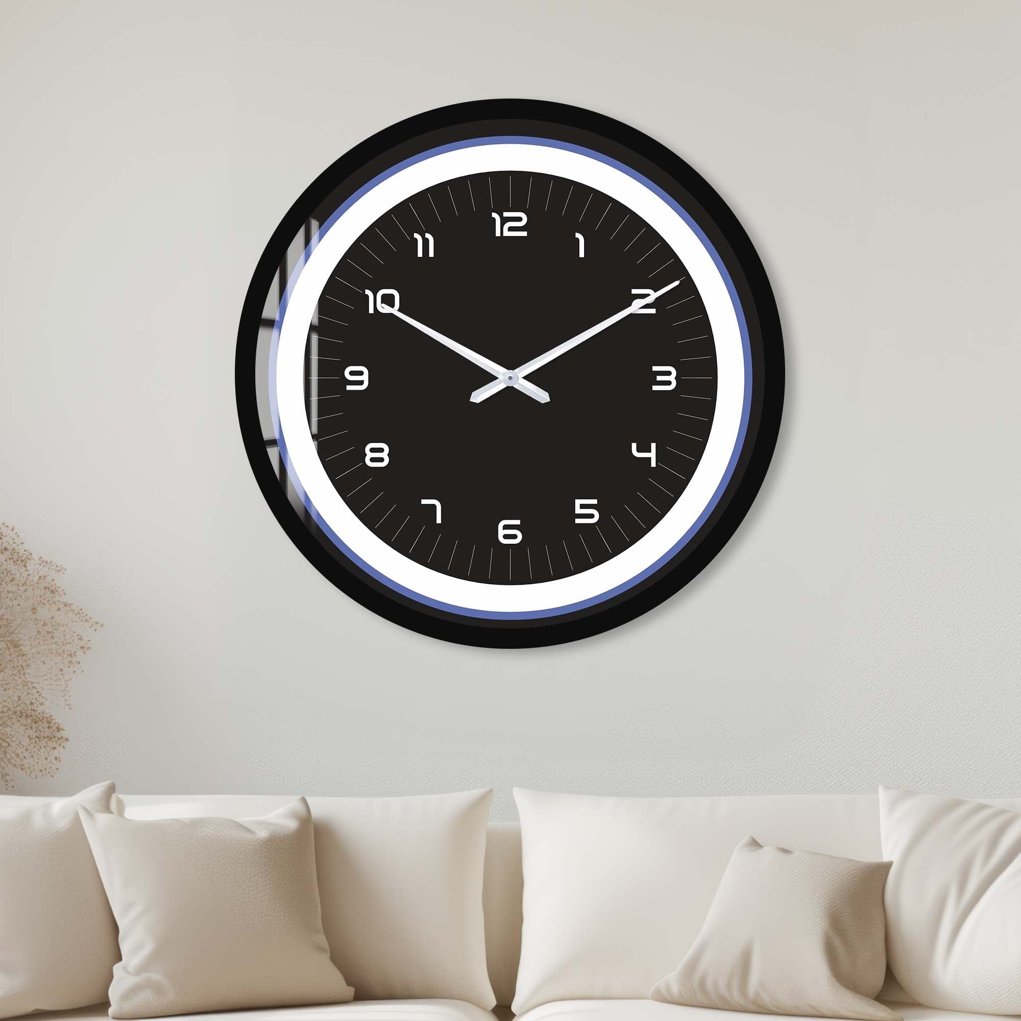 Sapphire Touch III Premium Glass Wall Clock - Elegant Home & Office Decor for Living Room, Bedroom, Kitchen | Silent Non-Ticking Modern Design