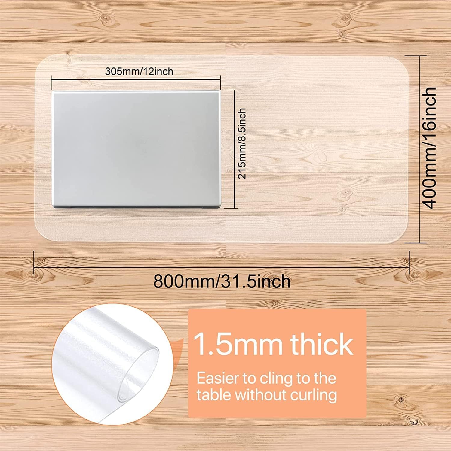 NATRKE Clear Desk Mat Pad - 31.5
