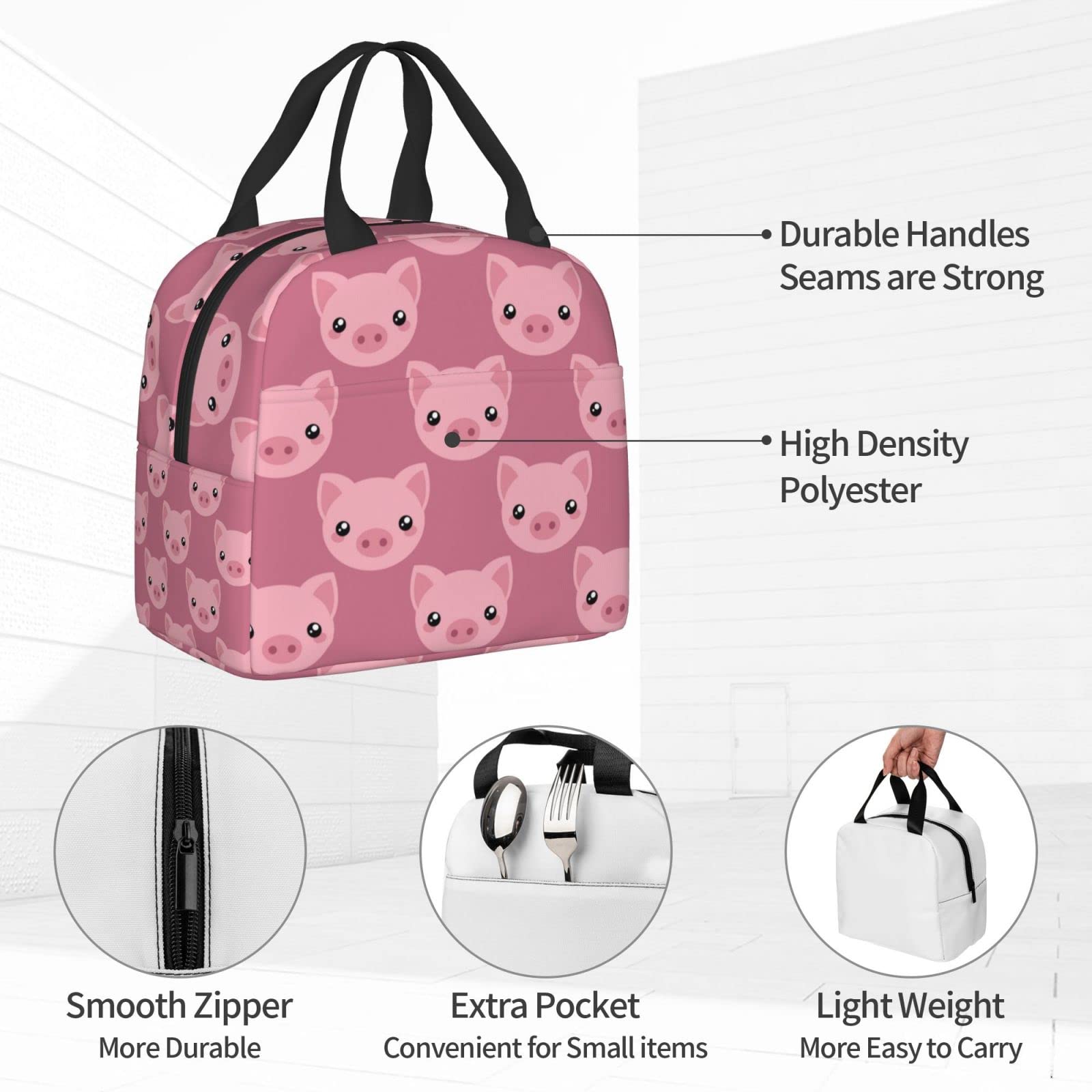 Insulated Cute Cartoon Pig Lunch Box for Kids - Reusable Thermal Lunch Bag for Boys & Girls, Perfect for School, Camping, Hiking, Picnic, Beach & Travel - Ideal for Keeping Food Fresh All Day