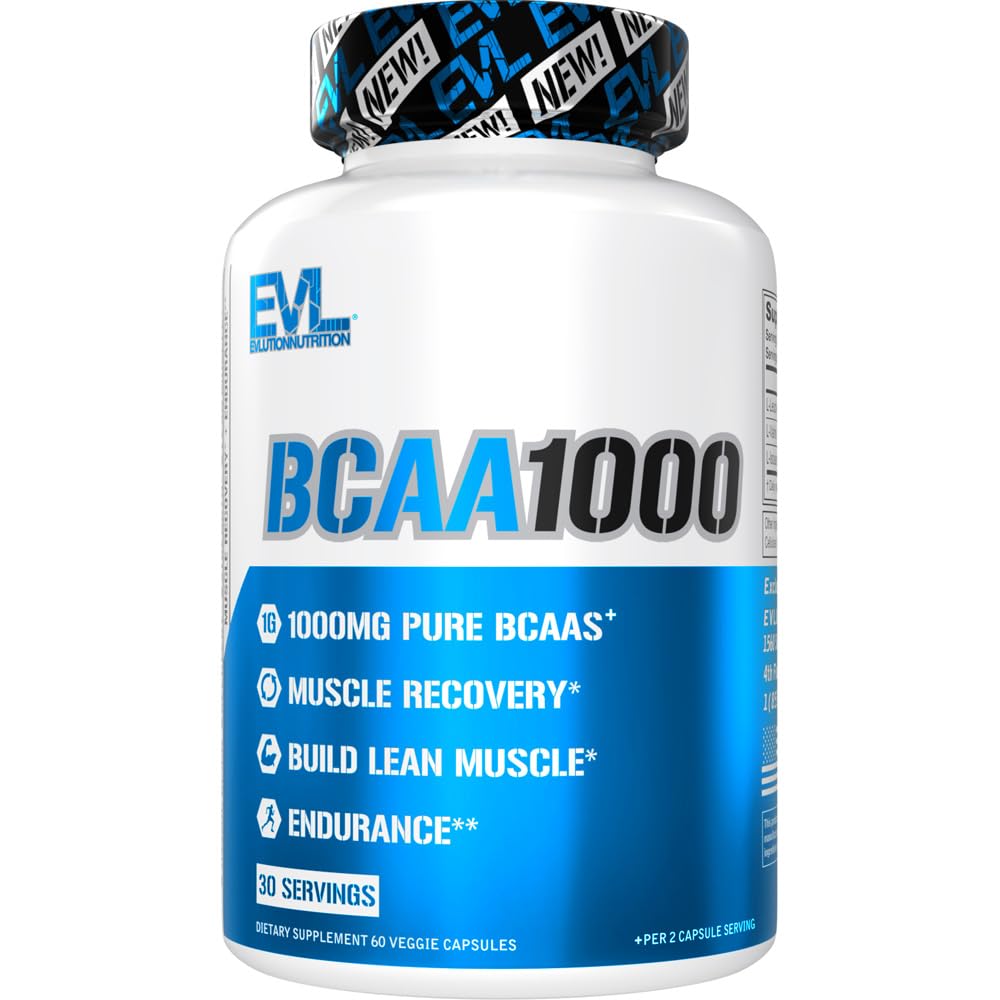 EVL BCAA 1000 Branched Chain Amino Acids Supplement for Men - 2:1:1 Ratio, 5g Capsules for Post Workout Recovery, Lean Muscle Growth & Energy Boost - 30 Servings - Ideal for Gym Training, Bodybuilding & Fitness Enthusiasts