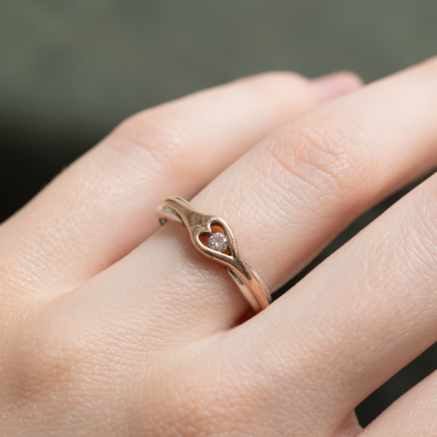 10K Two Tone Gold Diamond Open Heart Ring - 0.06ct Size 6.5 | Elegant Valentine's Day Gift, Anniversary Jewelry for Her, Romantic Promise Ring for Women