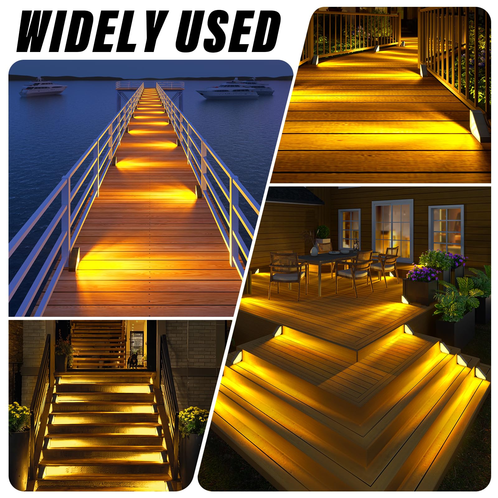 ROSHWEY 8 Pack Solar Step Lights Outdoor Waterproof - Triangle LED Deck Lights for Stairs, Patio, Porch, Backyard - Warm White Solar Stair Lighting for Home & Garden Decor