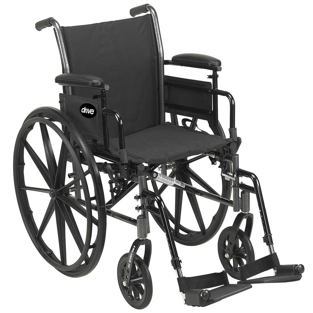 Drive Medical Cruiser III Lightweight Wheelchair - Dual Axle, Padded Flip Back, Removable Desk Arms (Mag Black) | Ideal for Indoor/Outdoor Use, Travel & Daily Mobility Support
