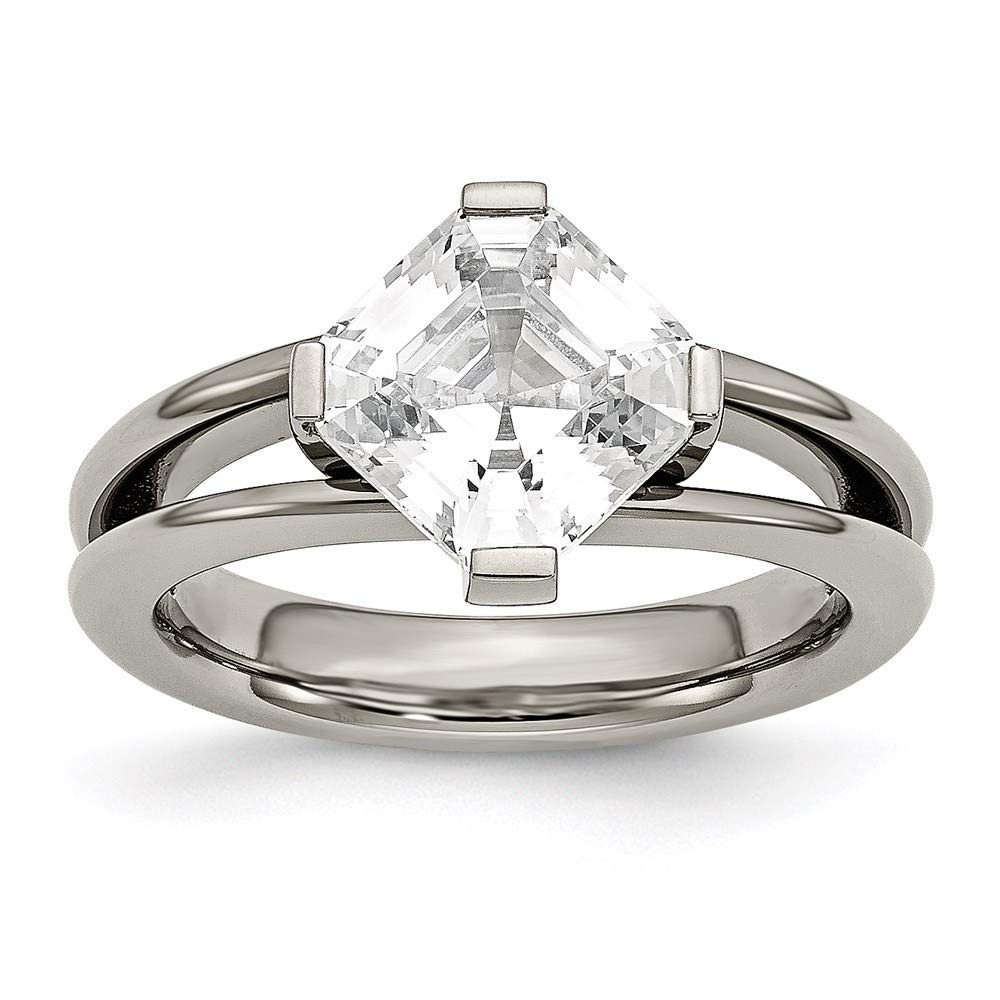 Titanium Cubic Zirconia Ring for Women - Elegant Fine Jewelry Gift for Her - Perfect for Anniversaries, Engagements & Special Occasions