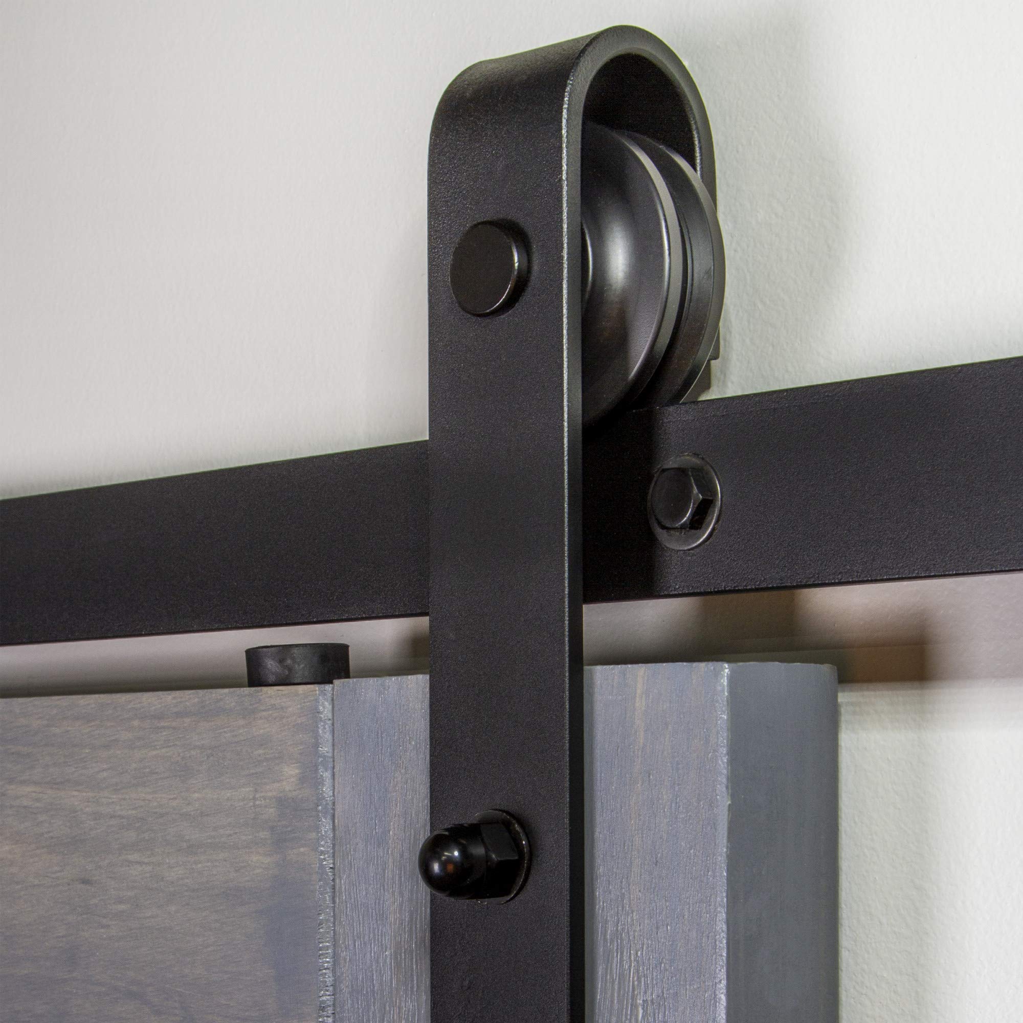 Ageless Iron Barn Door Hardware Track Kit with Grip & Flush Pull - Heavy Duty Sliding Door System for Rustic Home, Office, or Farmhouse Decor