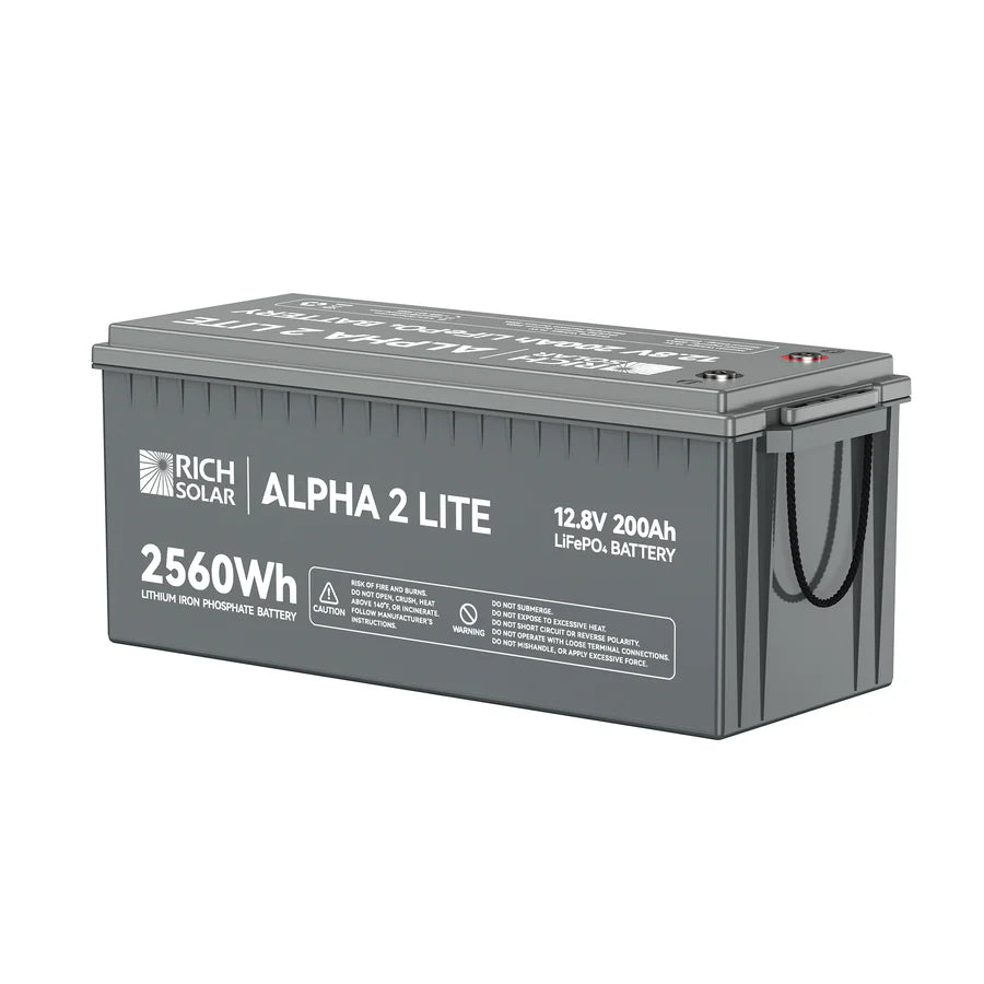 Rich Solar ALPHA 2 LITE 12V 200Ah LiFePO4 Lithium Battery - Deep Cycle Solar Battery for RV, Marine, Off-Grid & Solar Power Systems
