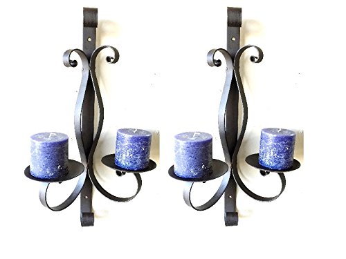 Iron Wall Candle Sconce Set - Rustic Home Decor for Living Room & Bedroom