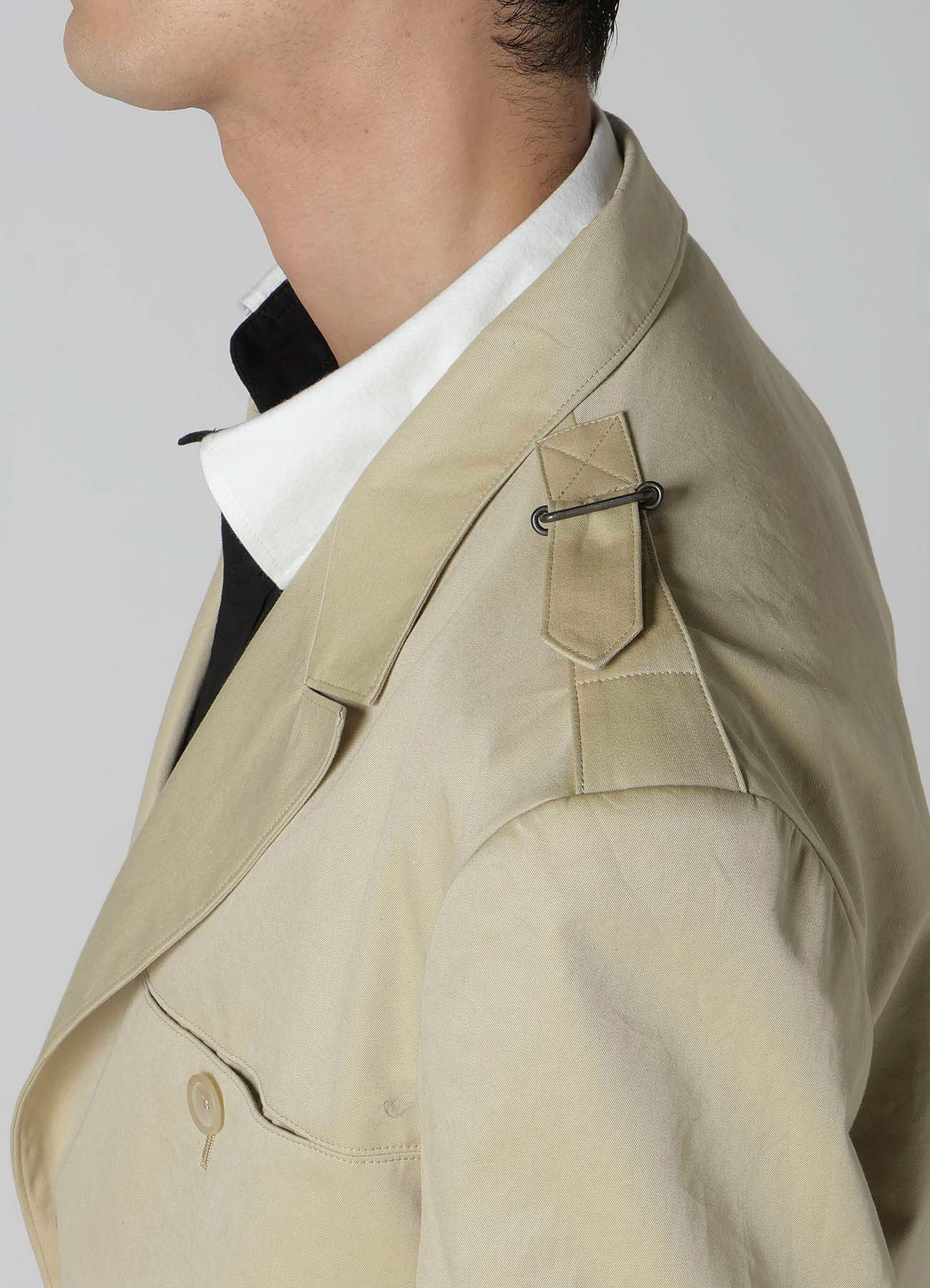 Premium Cotton Gabardine Jacket with Adjustable Shoulder Buckle & Peaked Lapel - Stylish Men's Outerwear for Business Casual & Office Wear