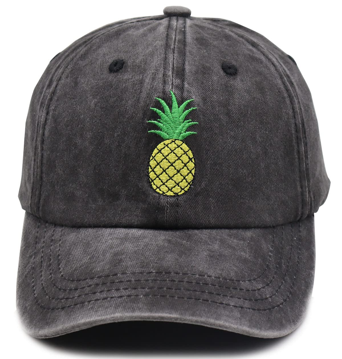 Funny Pineapple Hat for Women & Men - Embroidered Adjustable Distressed Baseball Cap | Unique Birthday Gift Idea for Summer Beach Parties & Tropical Vacations