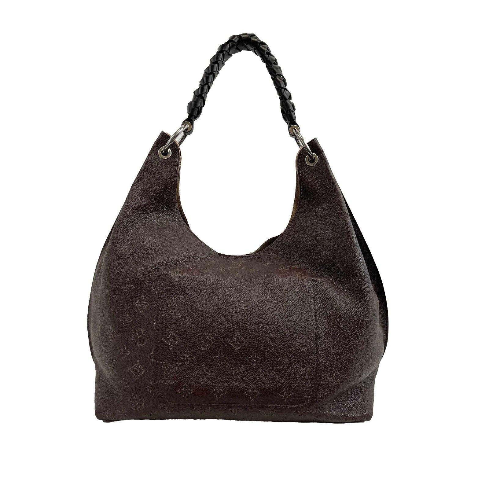 Louis Vuitton Carmel Hobo Bag - Mahina Leather Brown Monogram Shoulder Purse with Charm | Luxury Handbag for Women, Everyday Use & Special Occasions