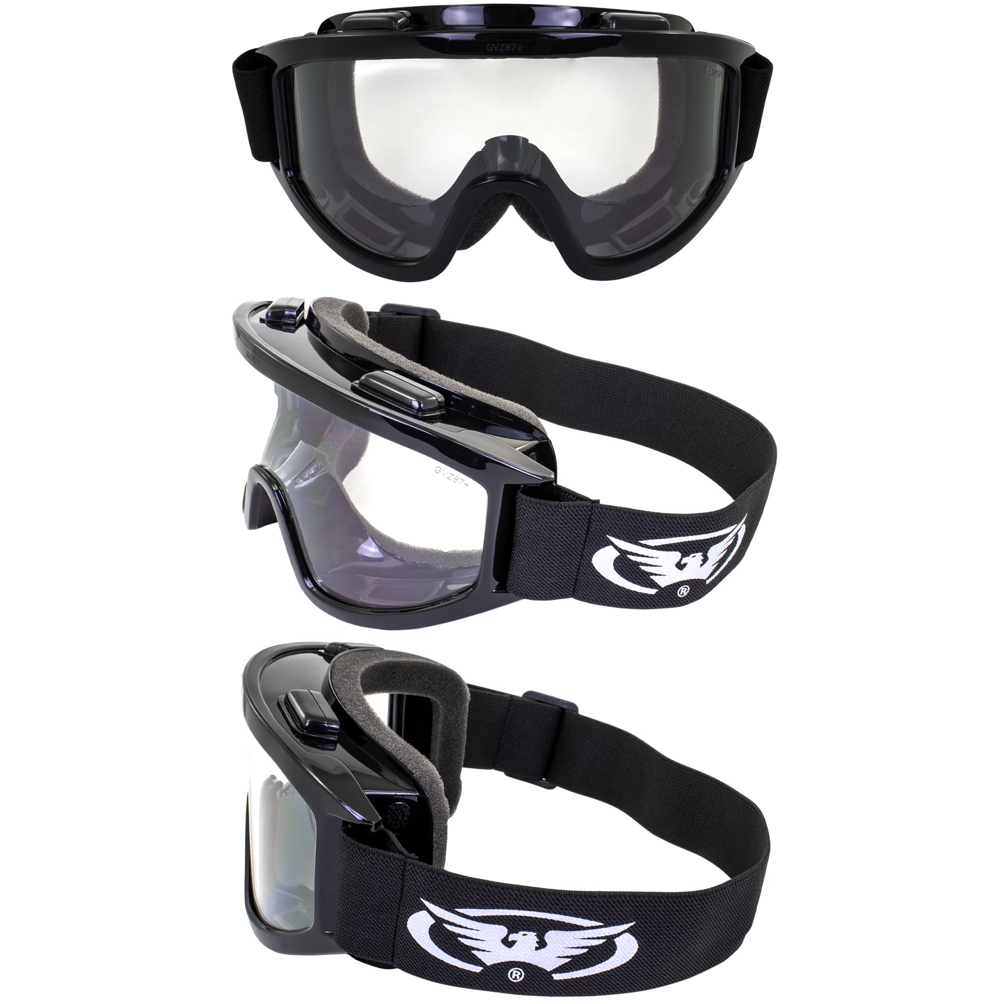 Global Vision Windshield Padded Safety Goggles with Clear Anti-Fog Lenses - 2mm Thick PC Lens, Fits Over Most Glasses, ANSI Z87.1 Certified for Paintball, Airsoft, ATV, Motorcycle & Industrial Safety Use