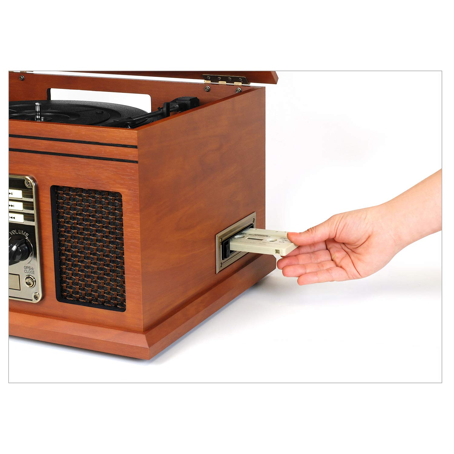 Victrola Nostalgic 7-in-1 Bluetooth Record Player with Built-in Speakers | 3-Speed Turntable, CD & Cassette Player, AM/FM Radio | Wireless Music Streaming | Mahogany Finish | Perfect for Home Entertainment, Vinyl Collection & Retro Music Lovers