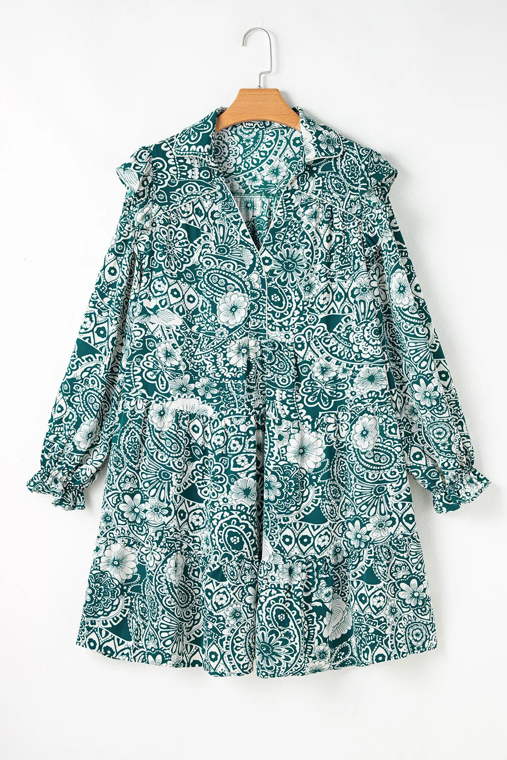 Plus Size Ruffled Printed Flounce Sleeve Dress - Women's Floral Summer Maxi Dress for Casual Wear, Parties & Special Occasions