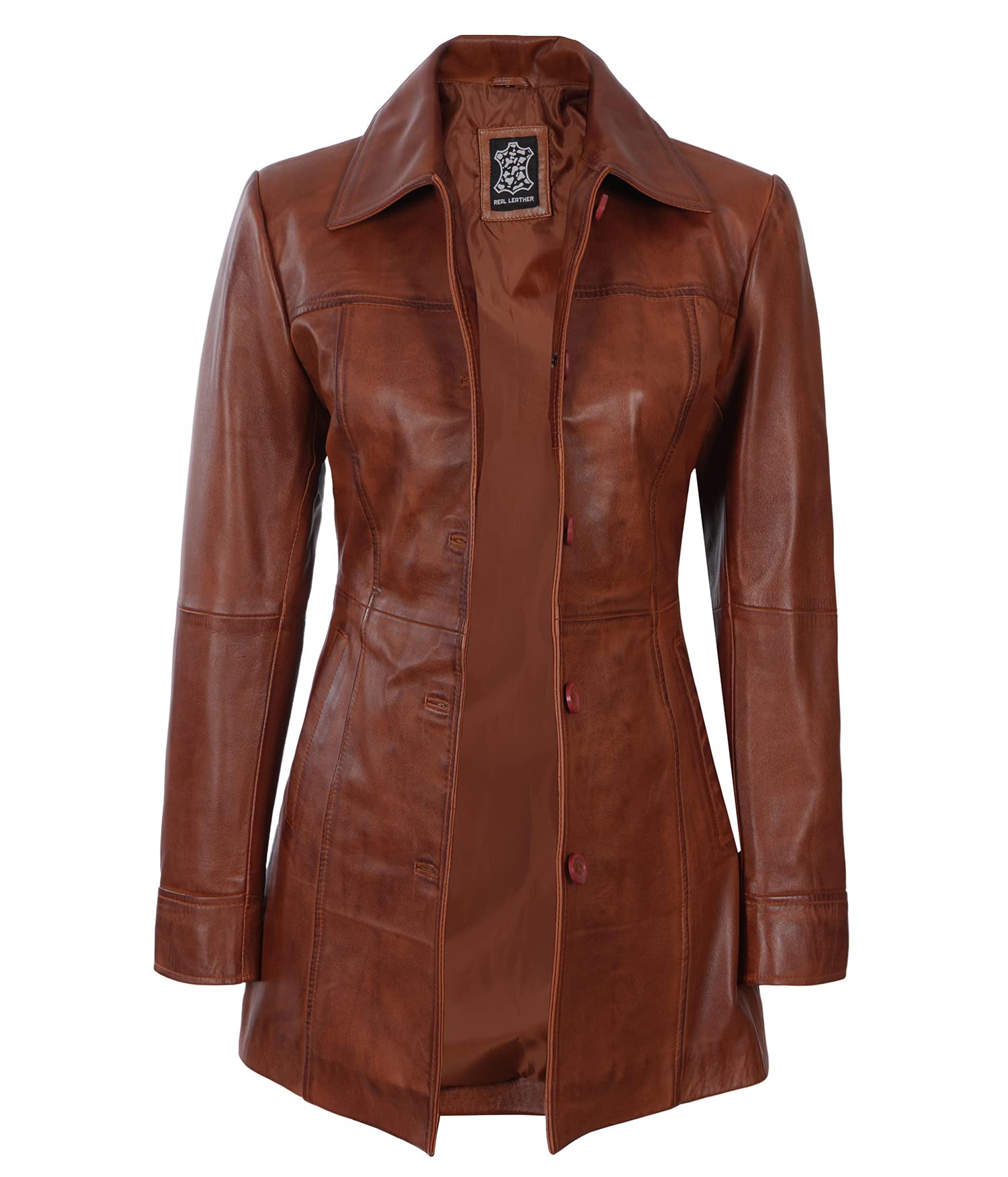 Genuine Lambskin Leather Jacket for Women - Stylish Soft Long Trench Coat - Winter Fashion Outerwear for Casual, Office & Evening Wear