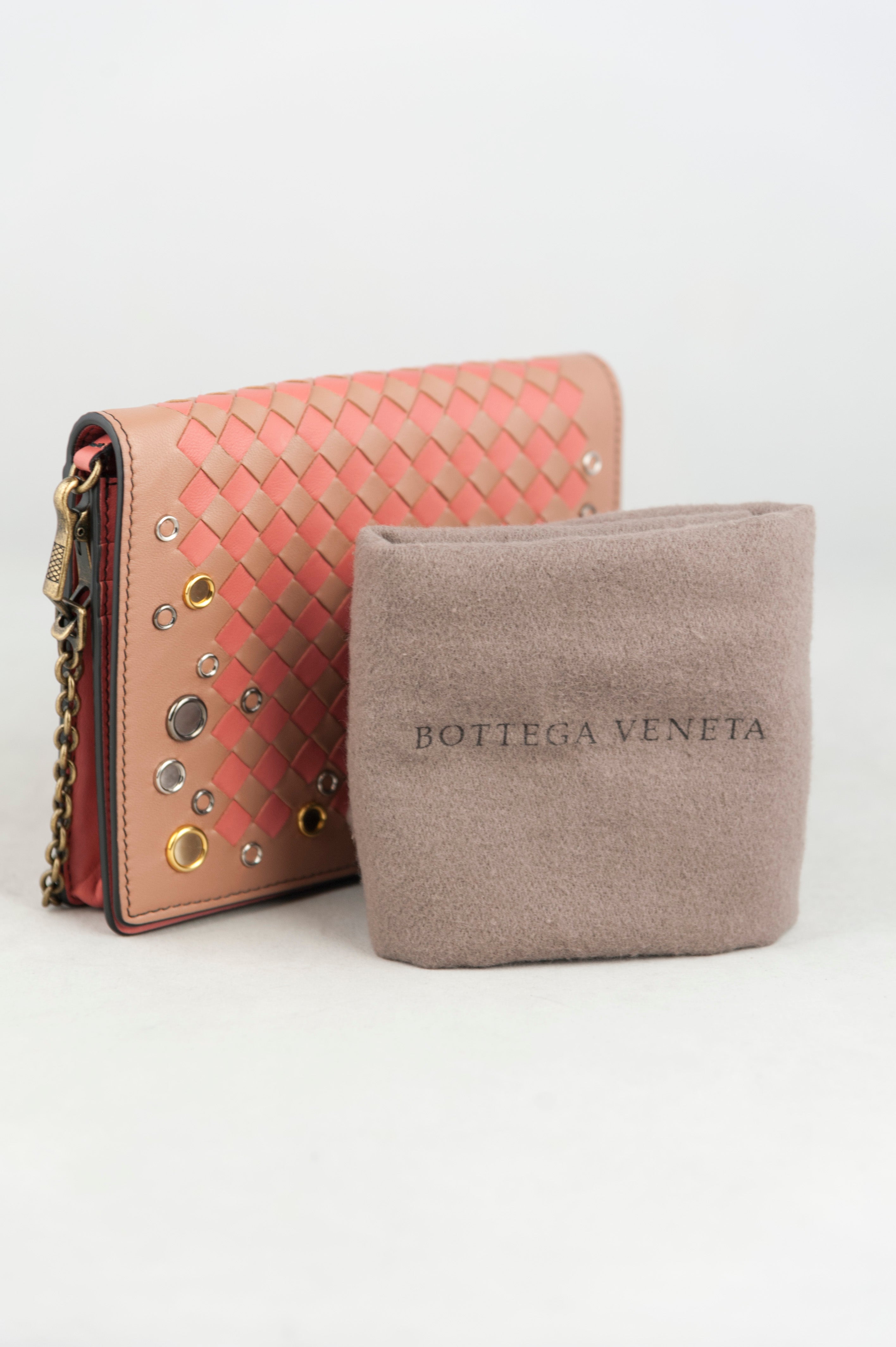 Bottega Veneta Pink Leather Chain Wallet - Parme Color Crossbody Bag for Women | Perfect for Evening Parties, Date Nights & Daily Use