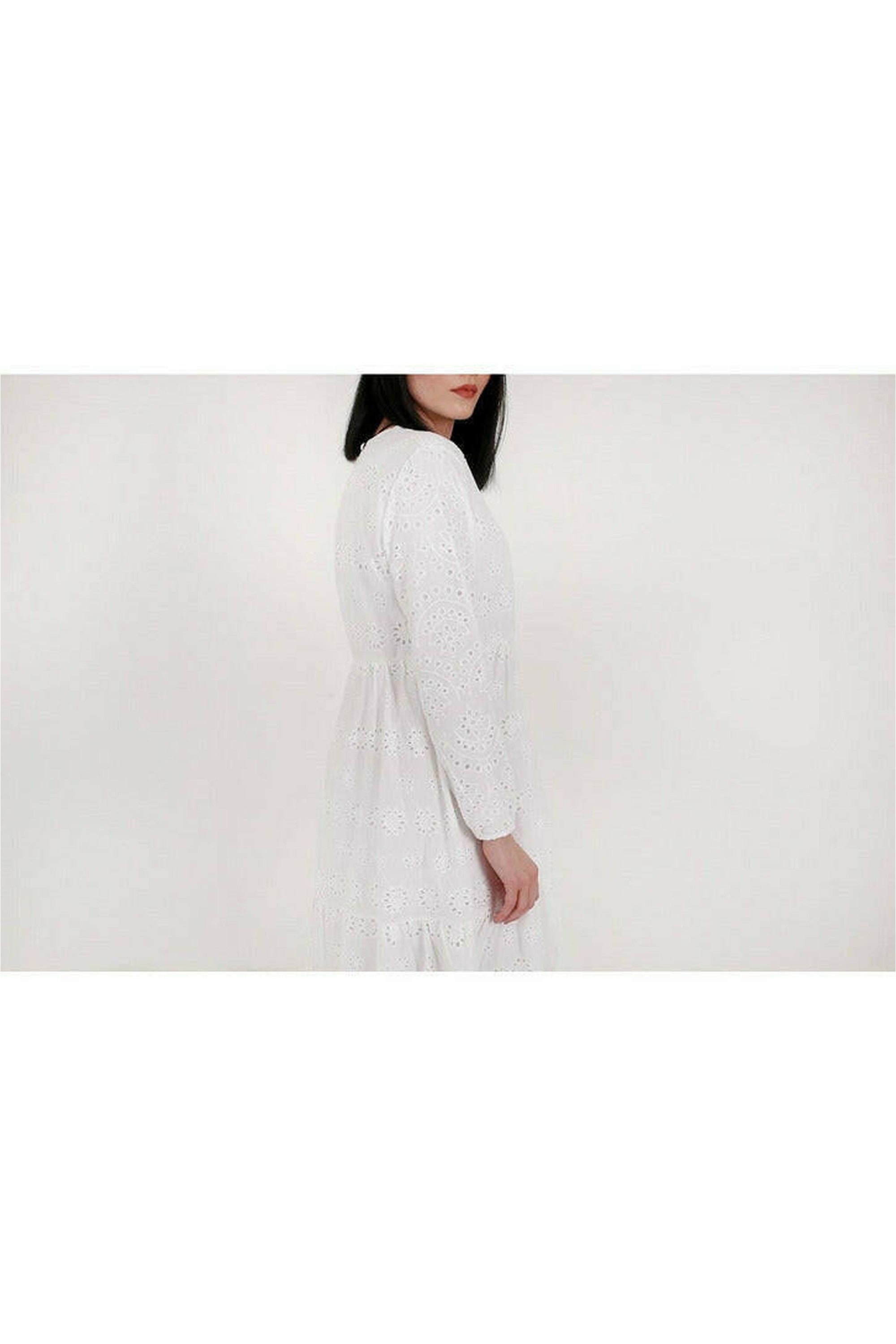 White Cotton Sienna Midi Dress - Women's Casual Summer Dress with Short Sleeves | Perfect for Beach, Vacation, and Everyday Wear