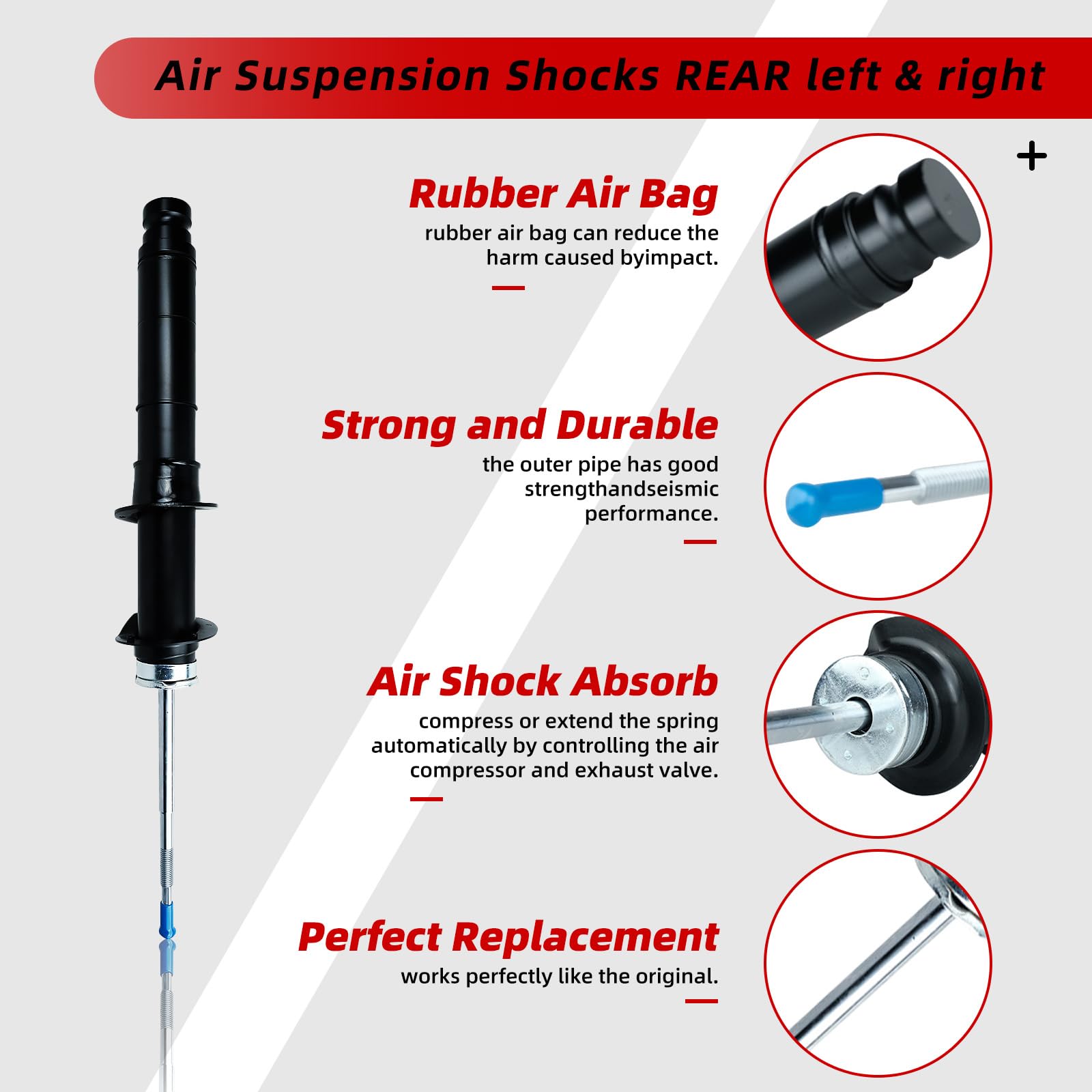 Topaz 22227648 Pair Front Air Shock Absorbers & Struts - Compatible with Cadillac SRX Base 3.6L 4.6L (2004-2009) | Smooth Ride & Enhanced Stability for Highway & Off-Road Driving
