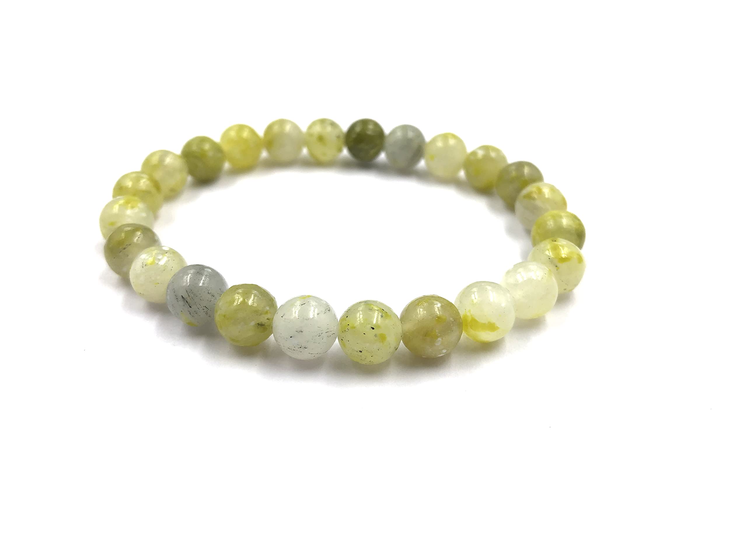 Natural Serpentine Gemstone 8mm Round Beaded Stretch Bracelet for Men & Women - Unisex Couple Bracelet, Anxiety Relief Jewelry, Yoga Meditation Gift, Boho Chic Accessory for Everyday Wear