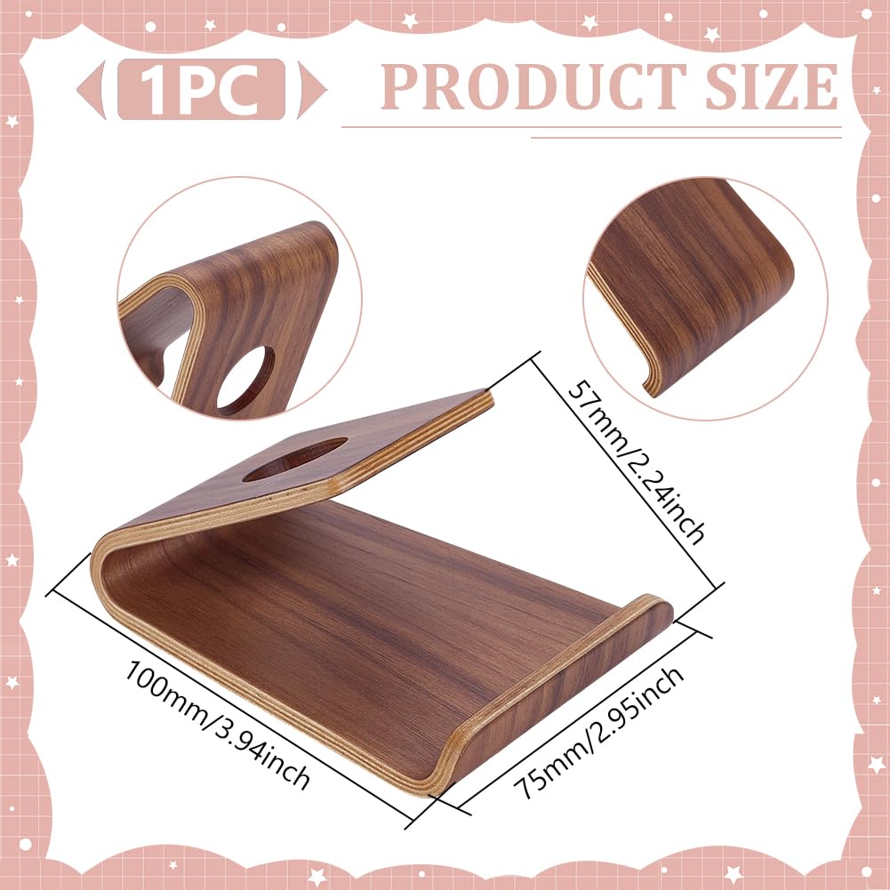 Handcrafted Walnut Wood Phone Stand - Premium Desk Phone Holder for iPhone, Samsung & Tablets - Perfect for Home, Office & Video Calls (Wooden Mobile Phone Cradle & Tablet Stand)