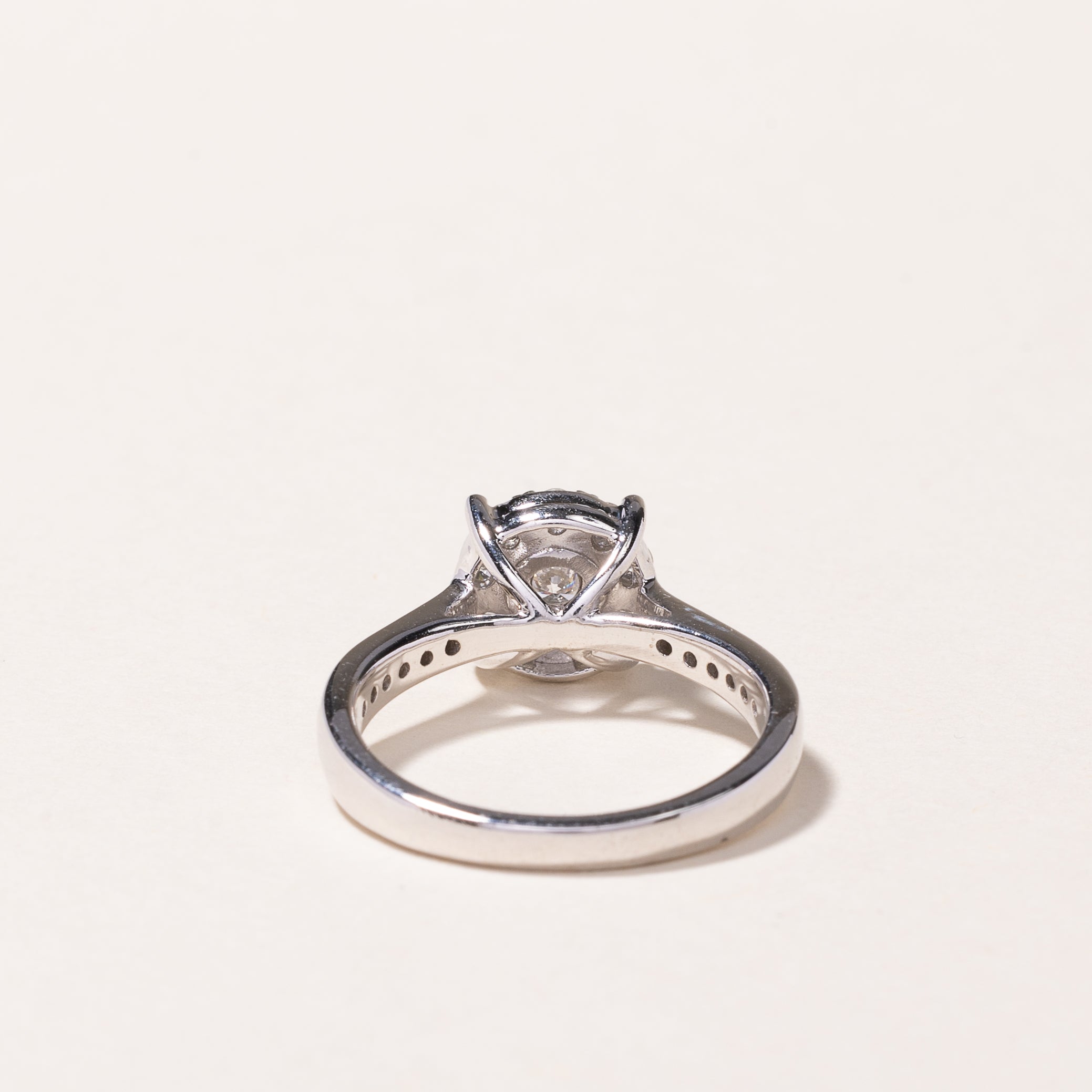10K White Gold Illusion Diamond Engagement Ring - 0.50ctw Round Cut Wedding Band for Women - Size 6.5 - Perfect for Proposals, Anniversaries & Special Occasions