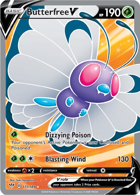 Butterfree V Full Art Pokemon Card SWSH03 177/189 - Perfect for Collectors & TCG Battles
